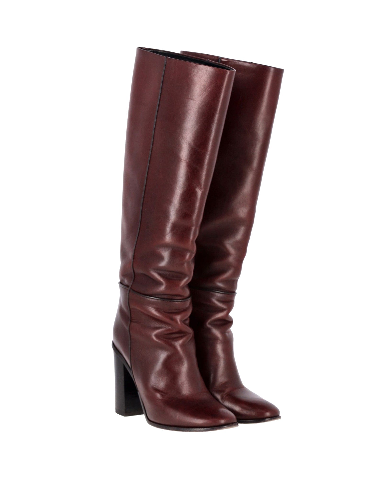 Proenza Schouler Knee Boots in Burgundy Leather
