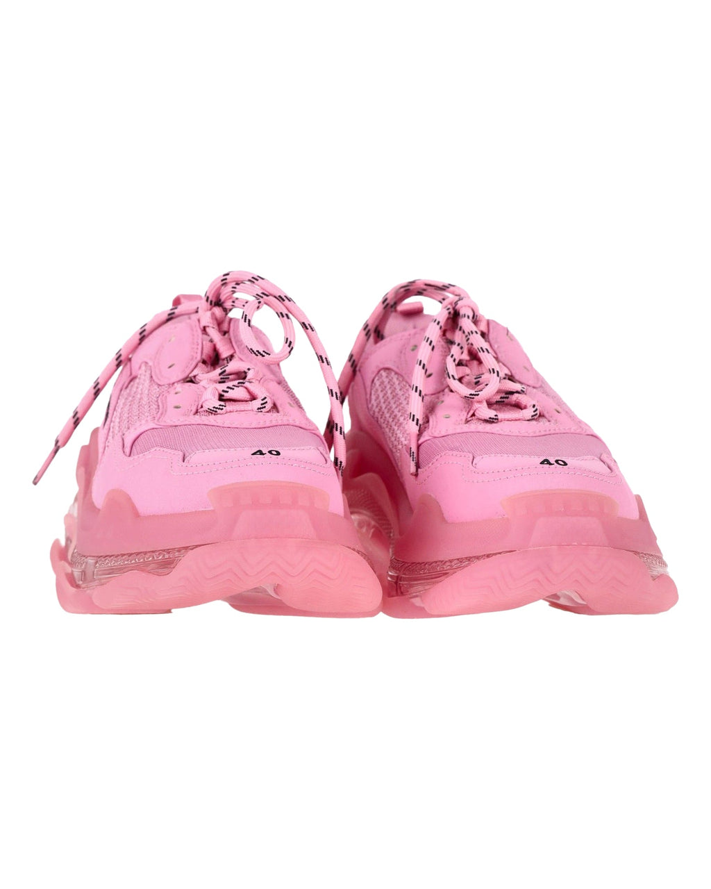 Women's Balenciaga Triple S Clear Sole Sneakers in Pastel Pink Polyester