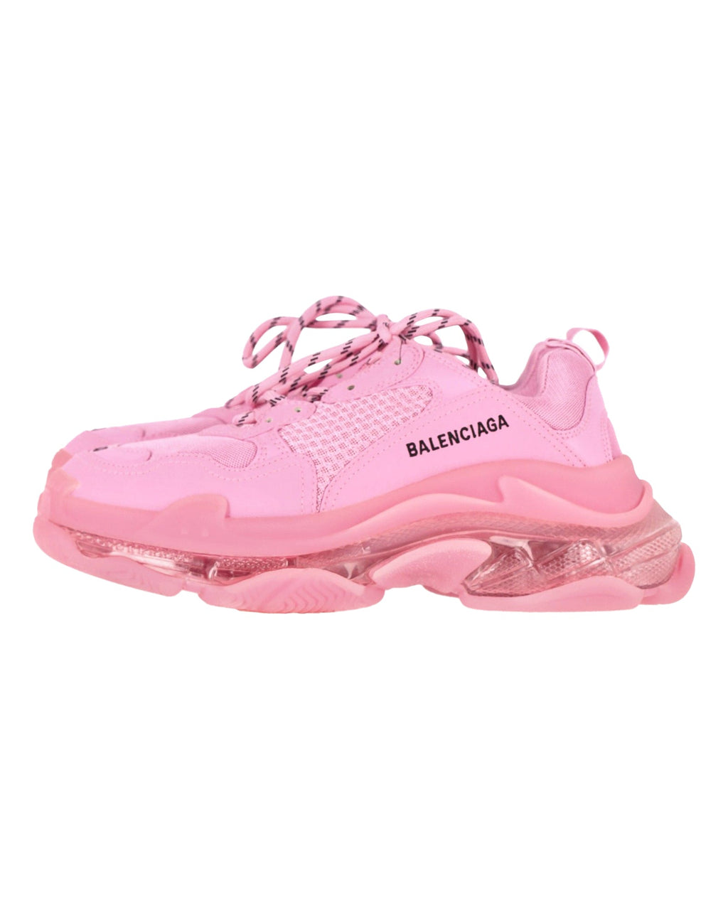 Women's Balenciaga Triple S Clear Sole Sneakers in Pastel Pink Polyester