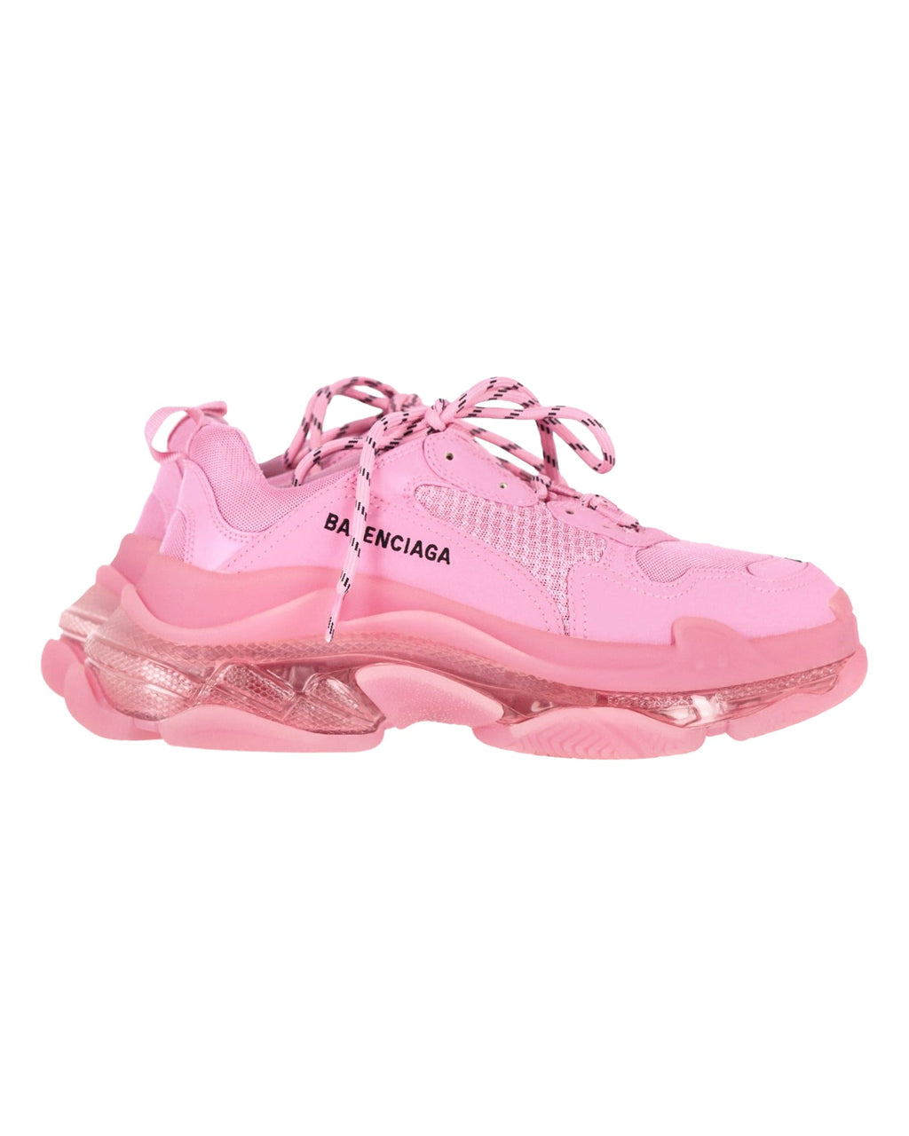 Women's Balenciaga Triple S Clear Sole Sneakers in Pastel Pink Polyester