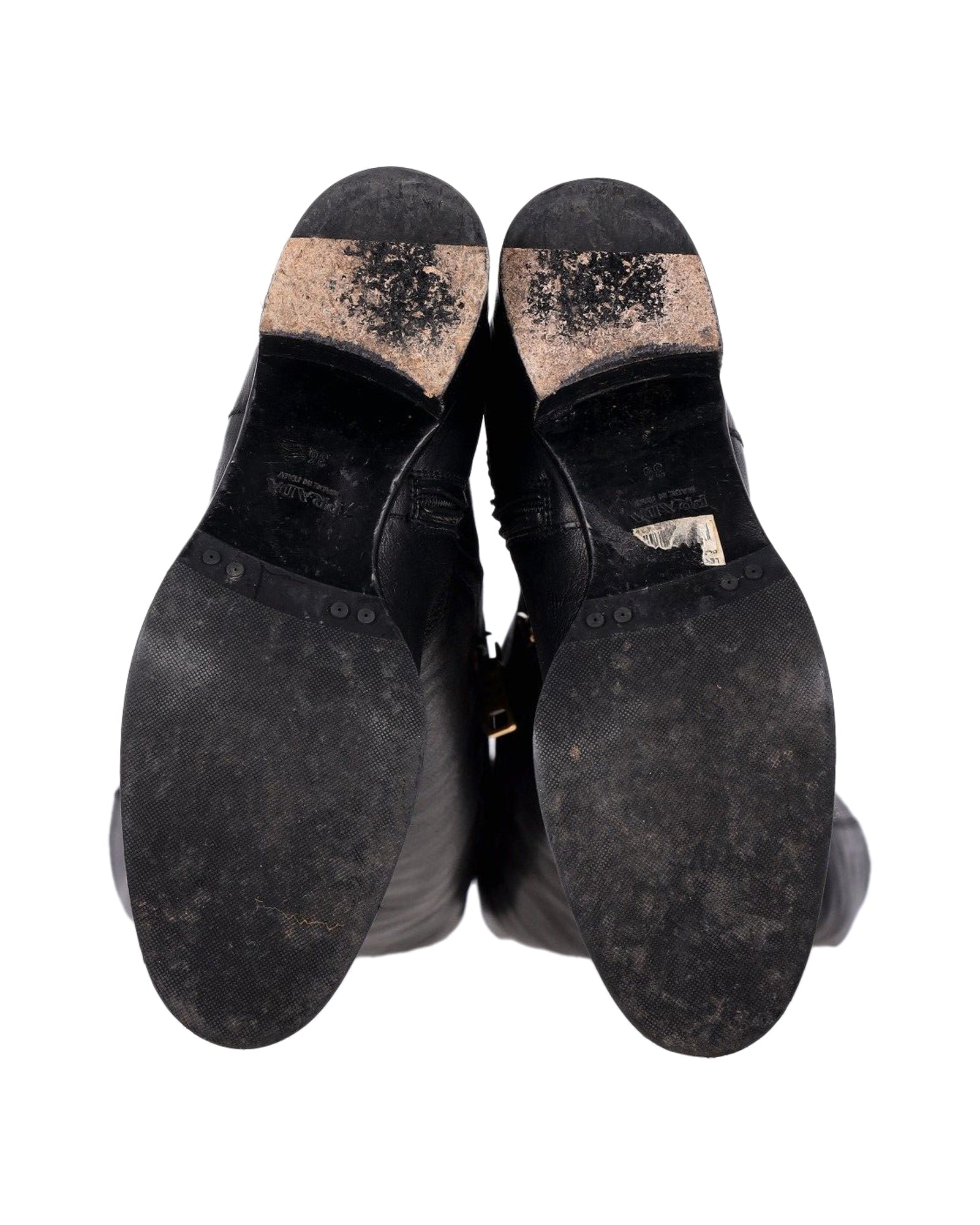 Prada Over-The-Knee Buckled Boots in Black Leather