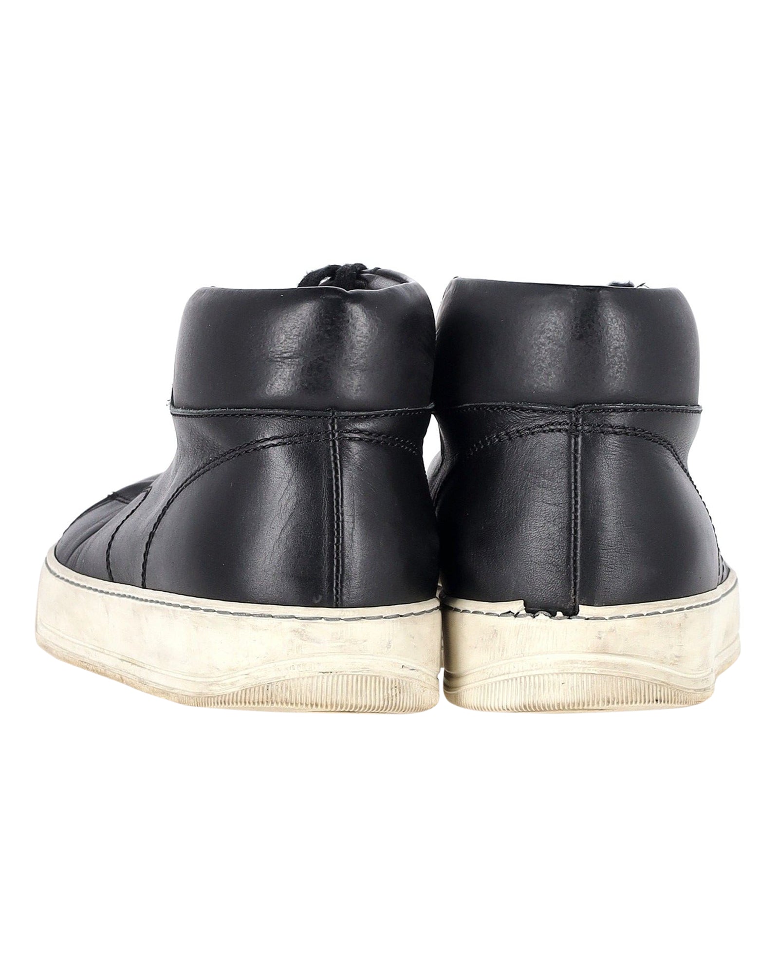 Lanvin Mid-Top Sneakers in Black Leather