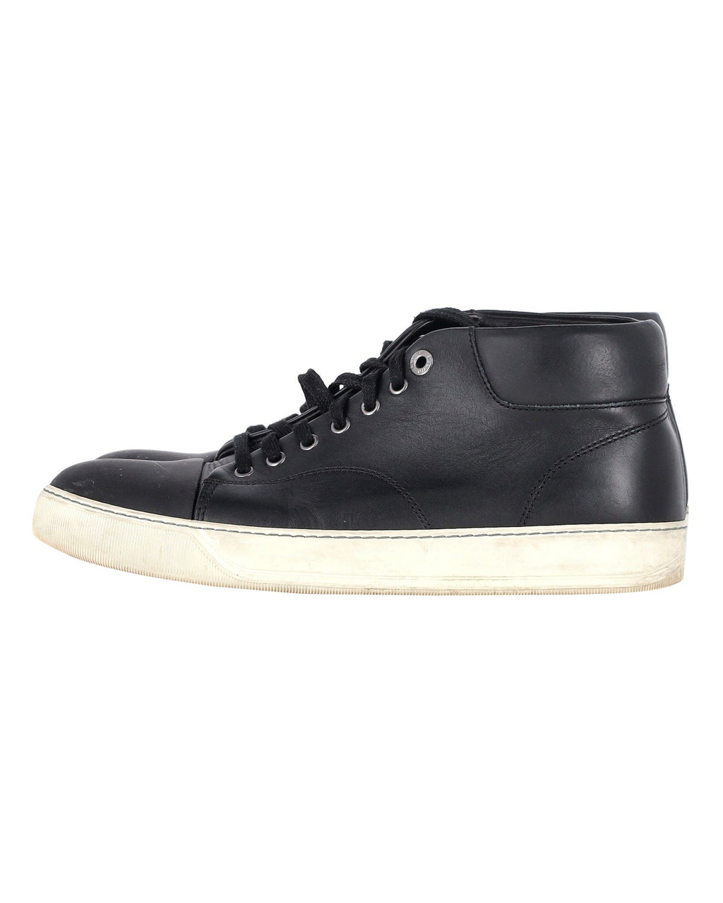 Lanvin Mid-Top Sneakers in Black Leather