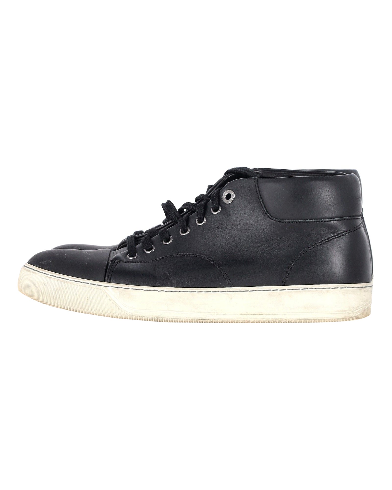 Lanvin Mid-Top Sneakers in Black Leather