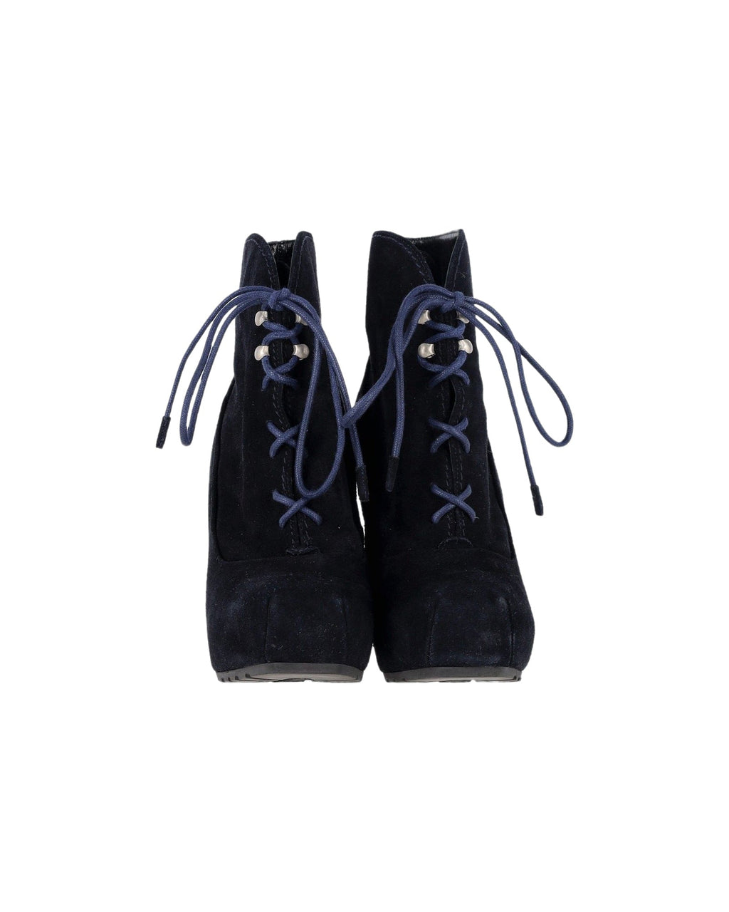 Women's Proenza Schouler Lace-Up Boots in Navy Blue Suede