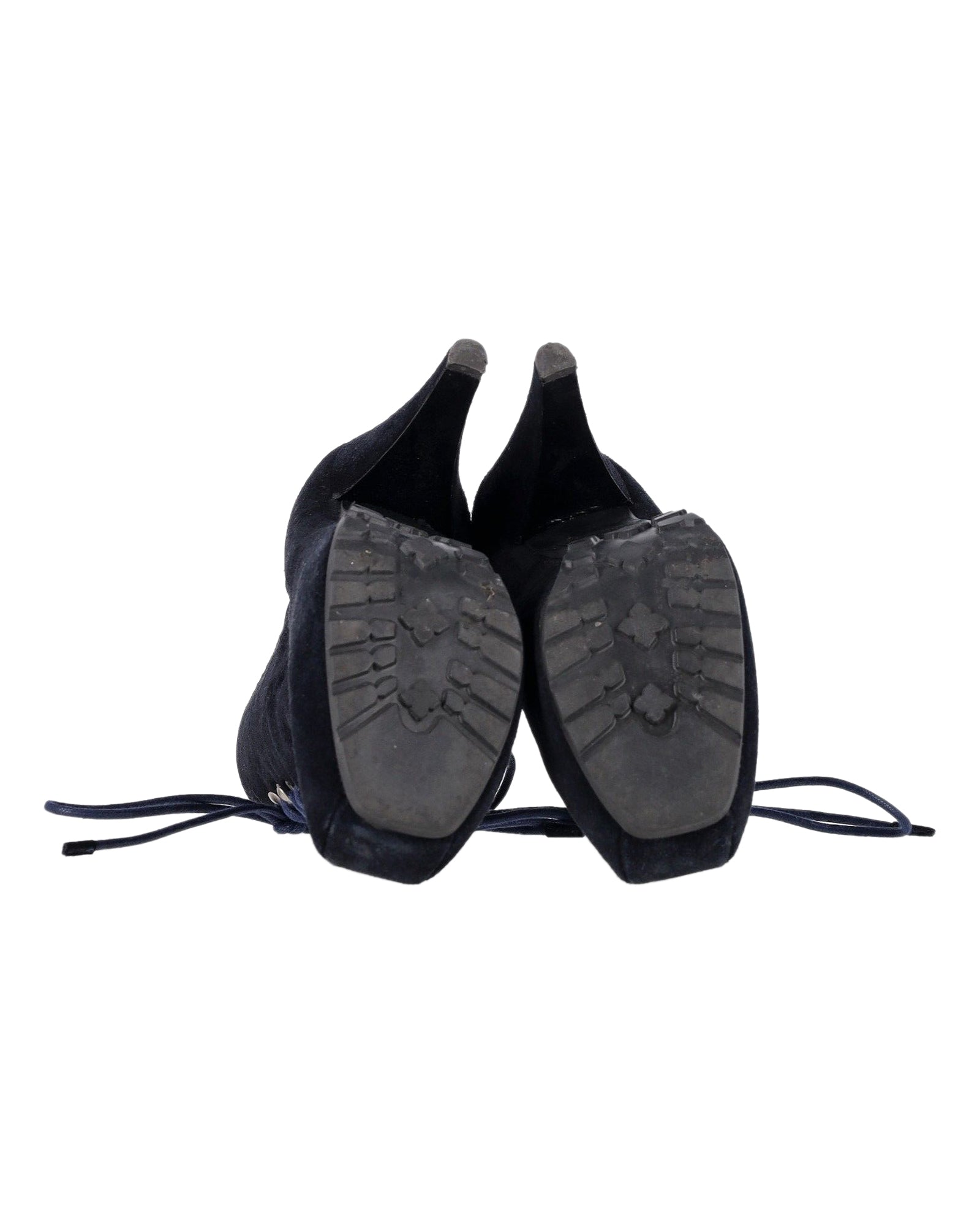 Women's Proenza Schouler Lace-Up Boots in Navy Blue Suede