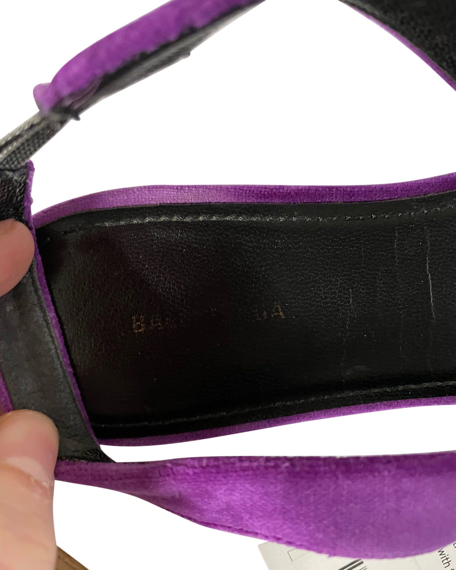 Women's Balenciaga BB Knife Slingback Flats in Purple Velvet