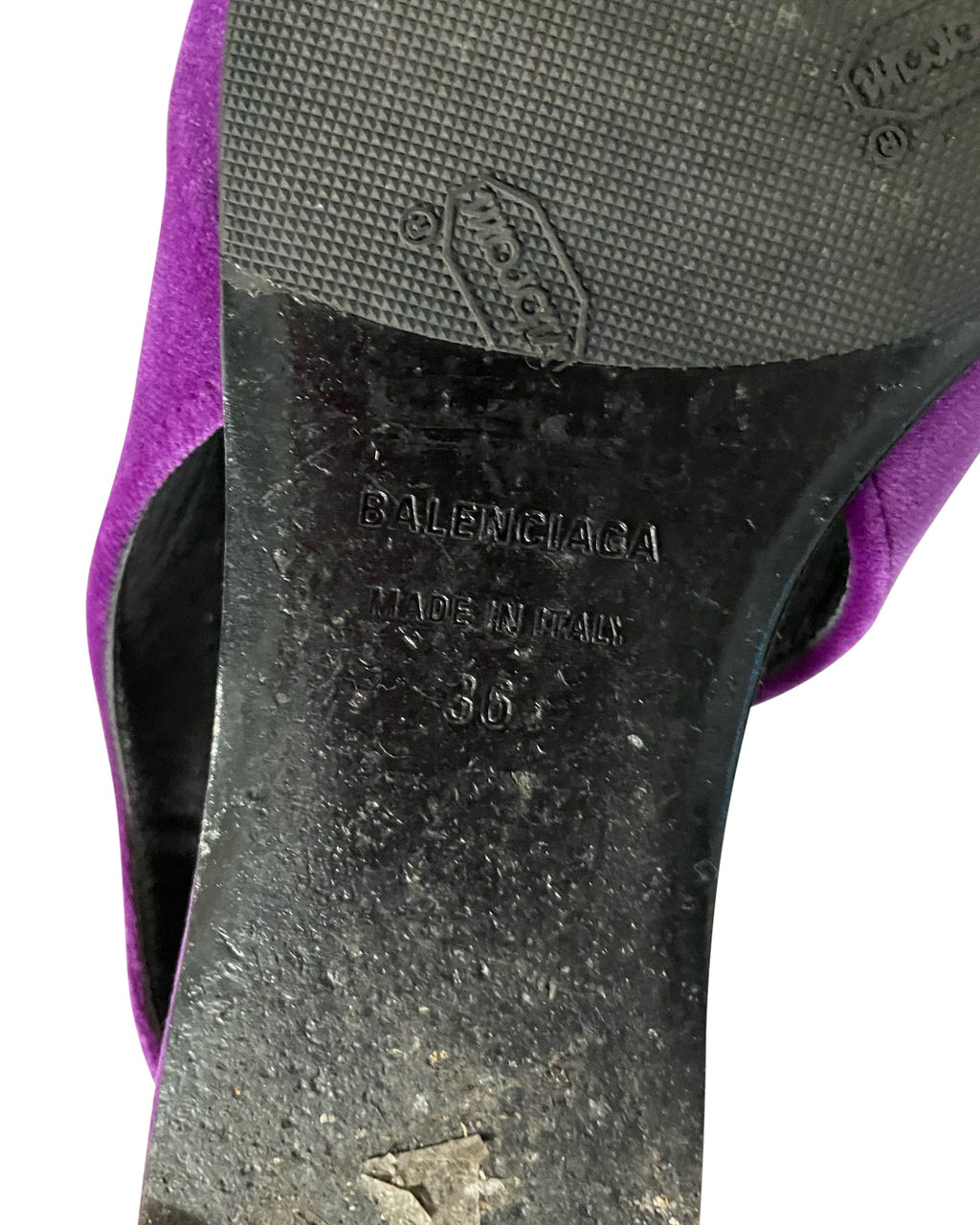 Women's Balenciaga BB Knife Slingback Flats in Purple Velvet