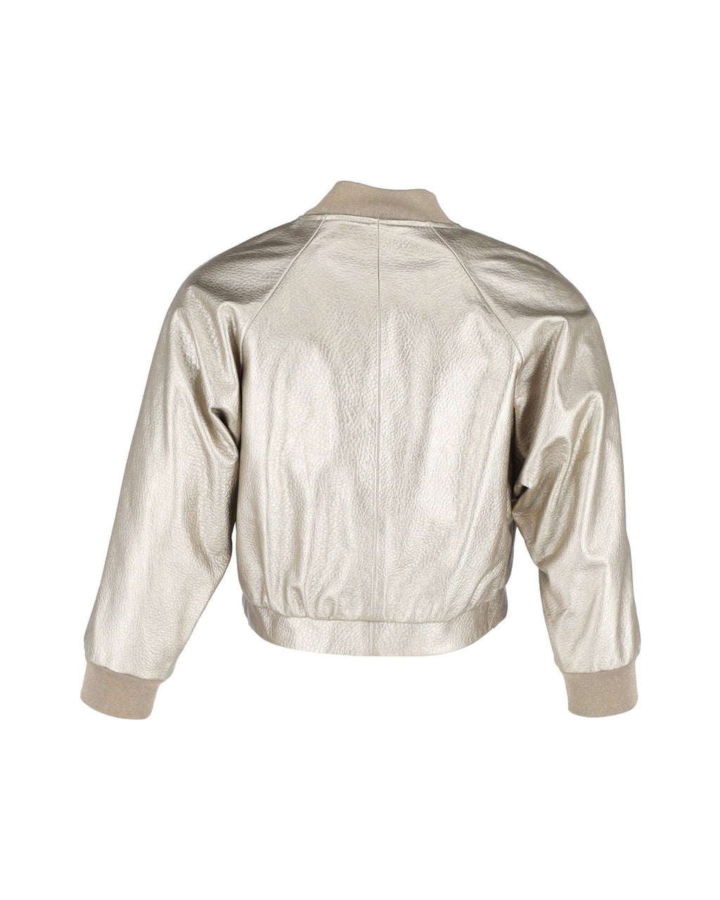 Brunello Cucinelli Cropped Bomber Jacket in Gold Leather