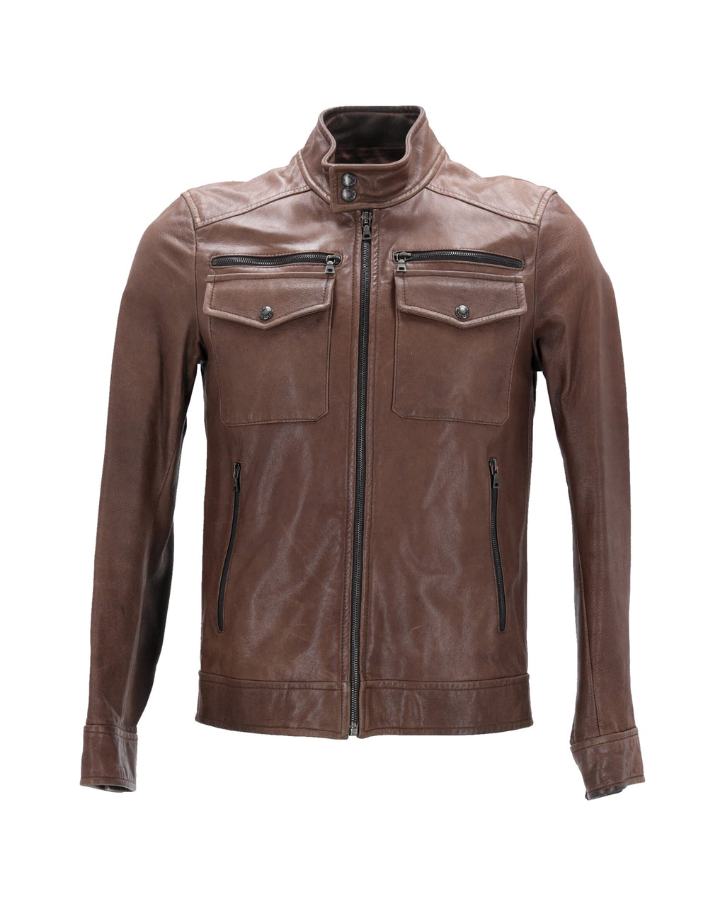 Prada Zipped Jacket in Brown Leather