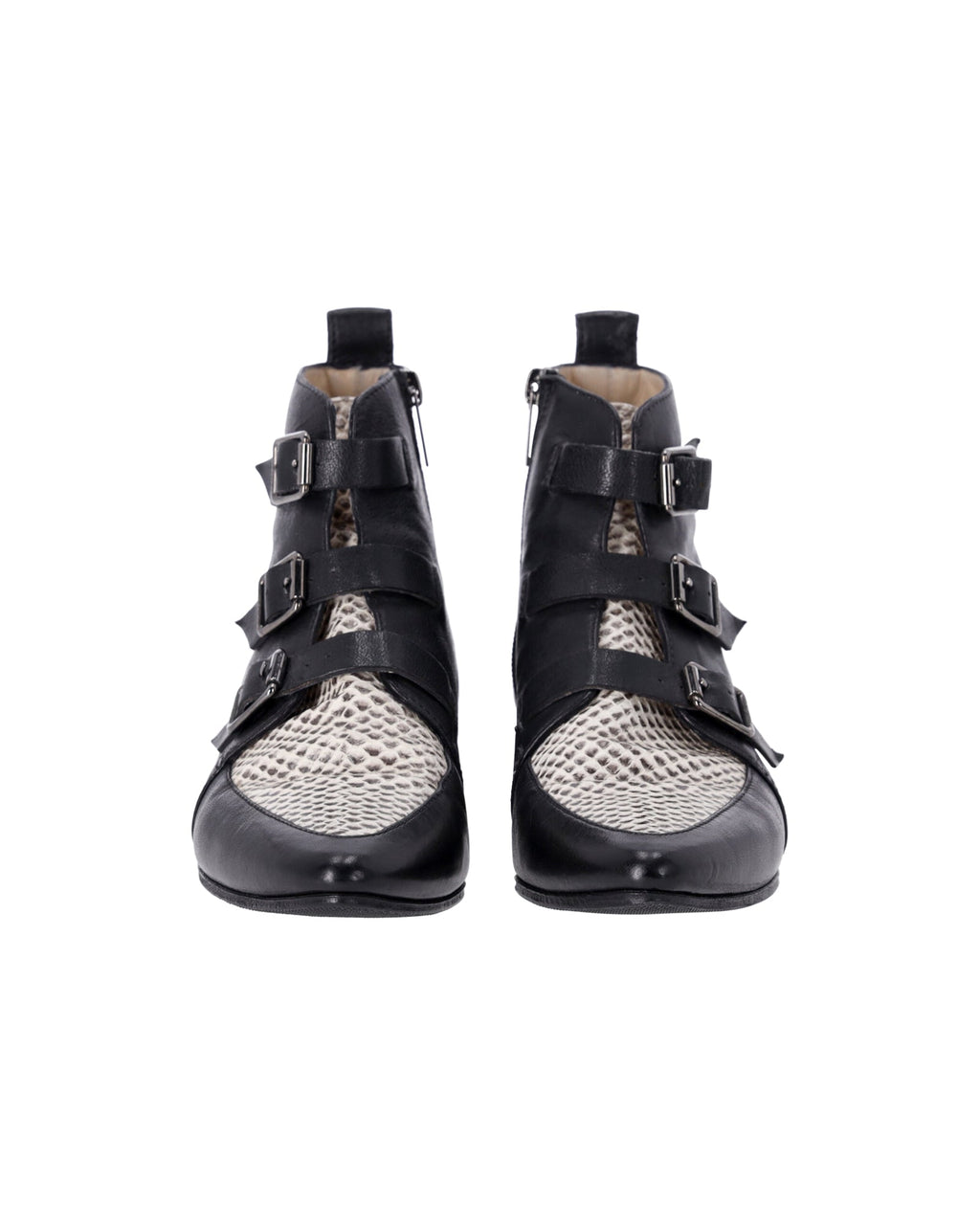 Women's Jimmy Choo Marlin Snake Print Ankle Boots in Black Leather