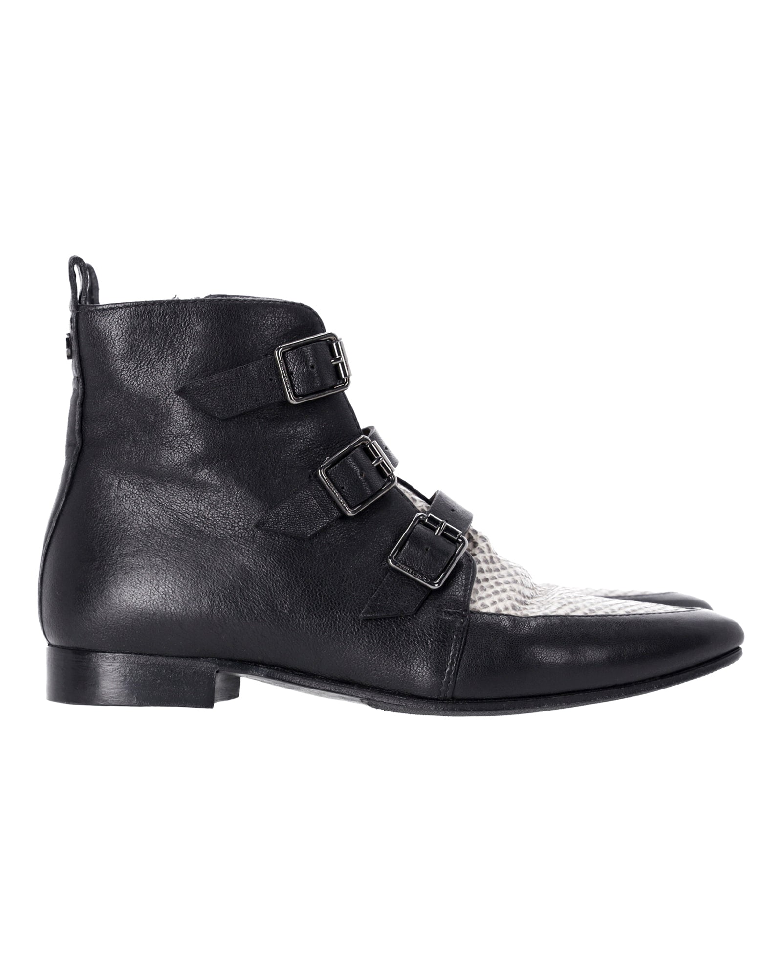 Women's Jimmy Choo Marlin Snake Print Ankle Boots in Black Leather