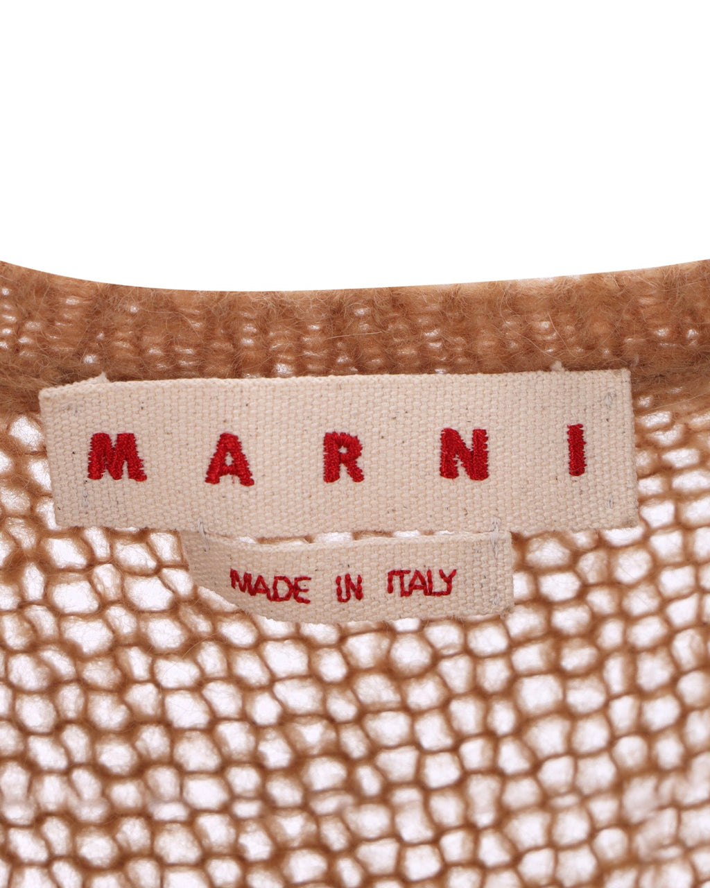 Mohair Contrasting Hem Knit Sweater in Brown Mohair