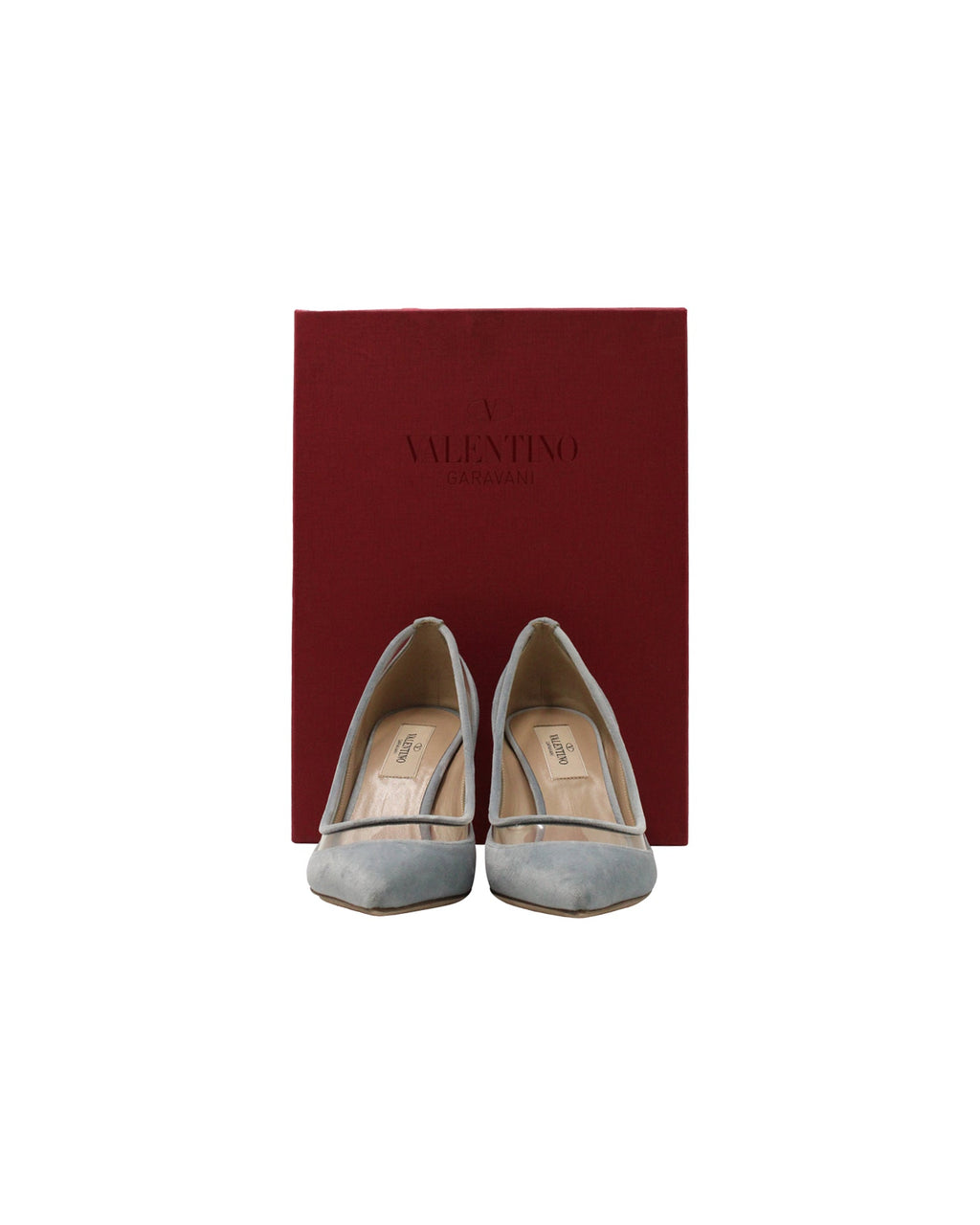 Women's Valentino Celeste Pumps in Light Blue Velvet