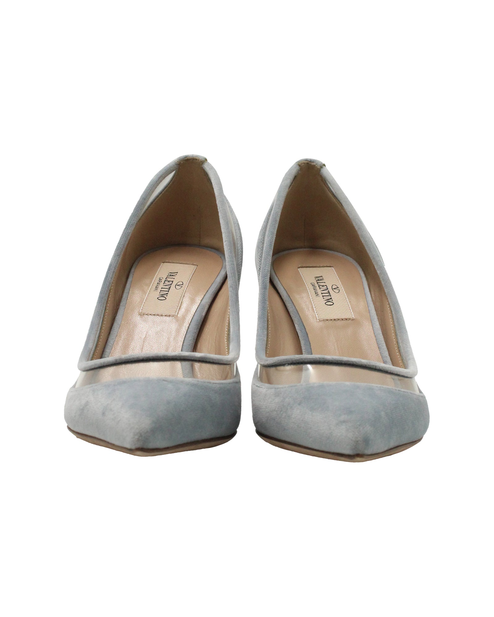 Women's Valentino Celeste Pumps in Light Blue Velvet