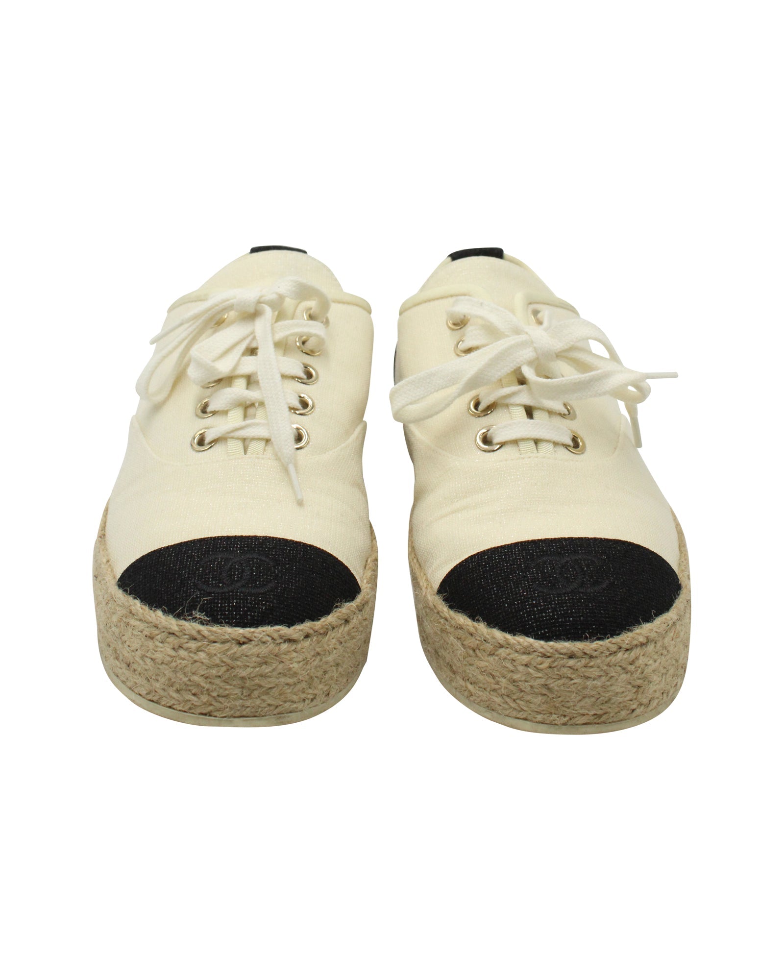 Chanel Riviera Espadrille Sneakers in White Canvas