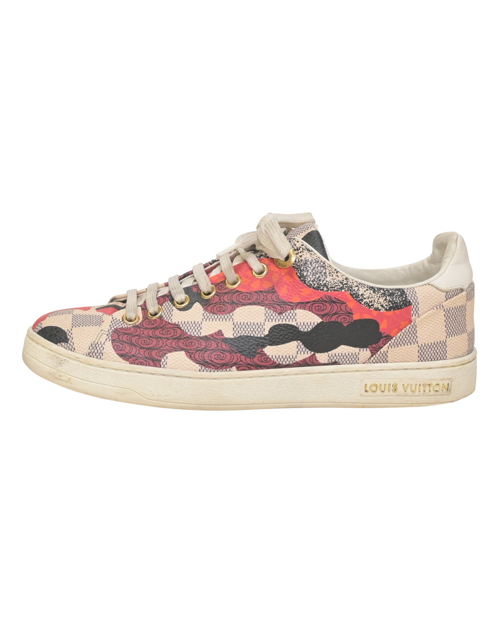Women's Louis Vuitton Overcloud Lace Up Sneakers in Multicolor Damier Azur Canvas And Leather Trim