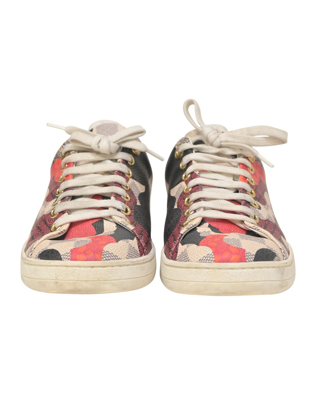 Women's Louis Vuitton Overcloud Lace Up Sneakers in Multicolor Damier Azur Canvas And Leather Trim