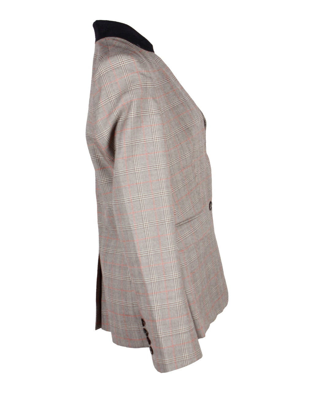 Stella McCartney Checked Stand Collar Blazer in Brown Wool