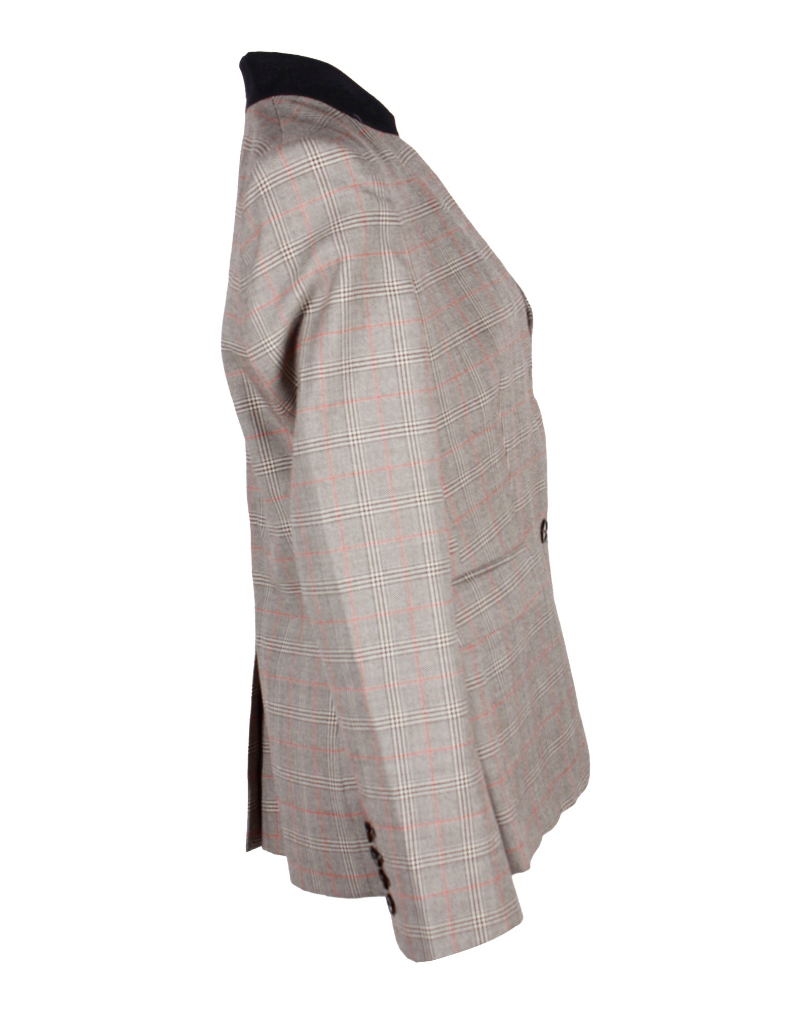 Stella McCartney Checked Stand Collar Blazer in Brown Wool