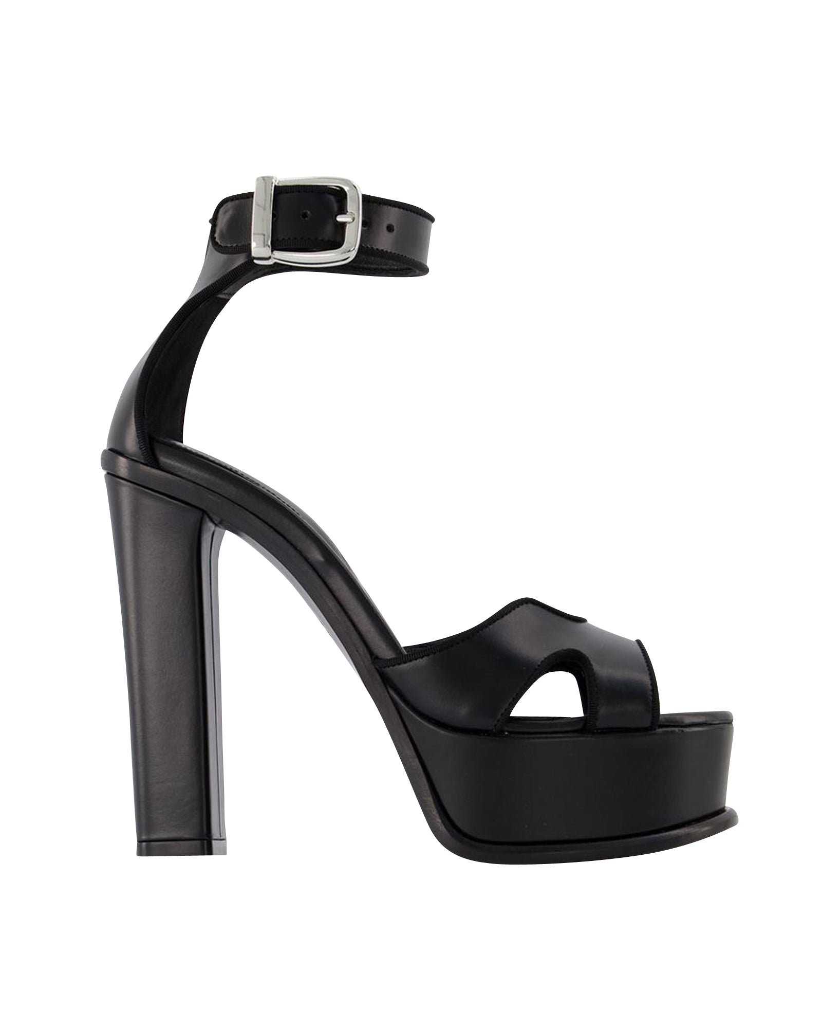 Black Leather Pumps With Silver Hardware