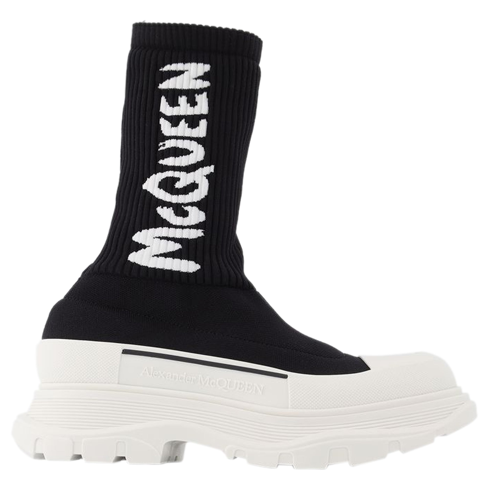 Women's Tread Slick Sneakers in Black and White Fabric
