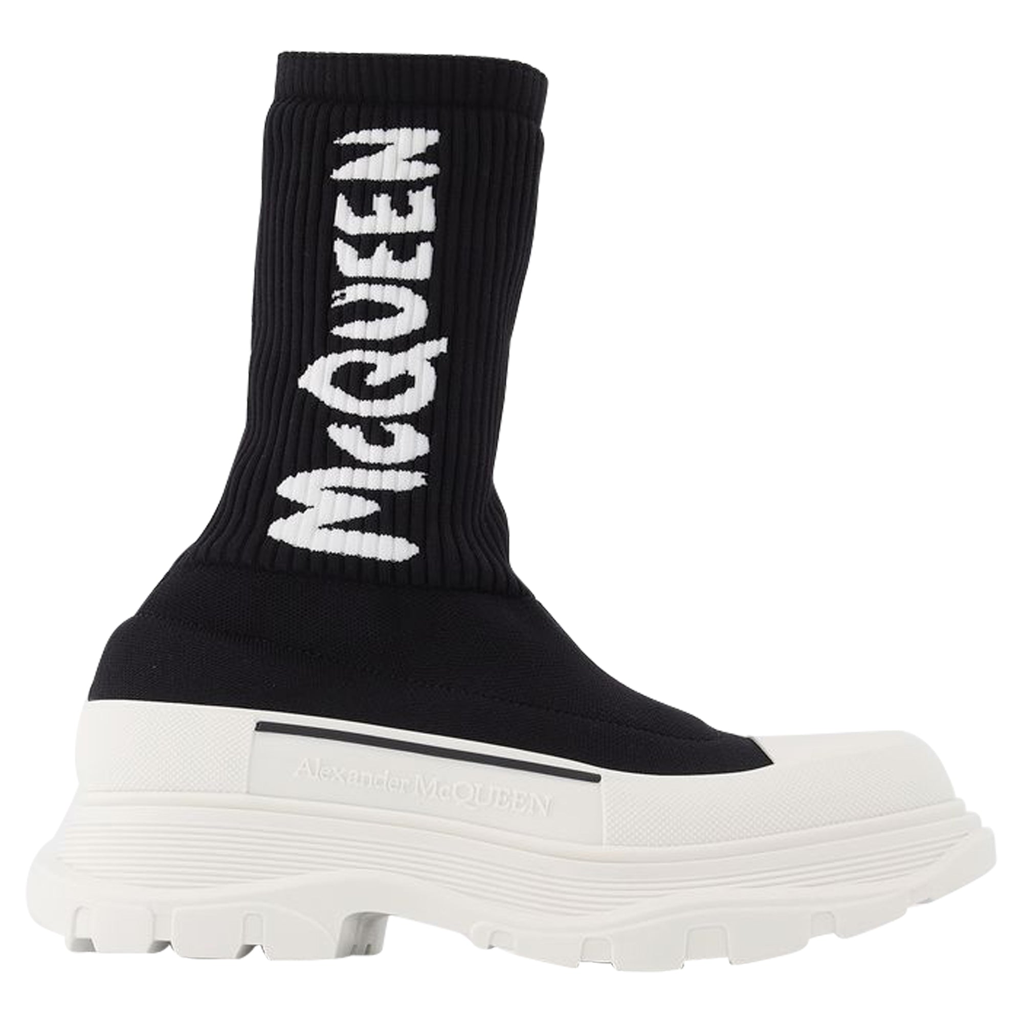 Women's Tread Slick Sneakers in Black and White Fabric