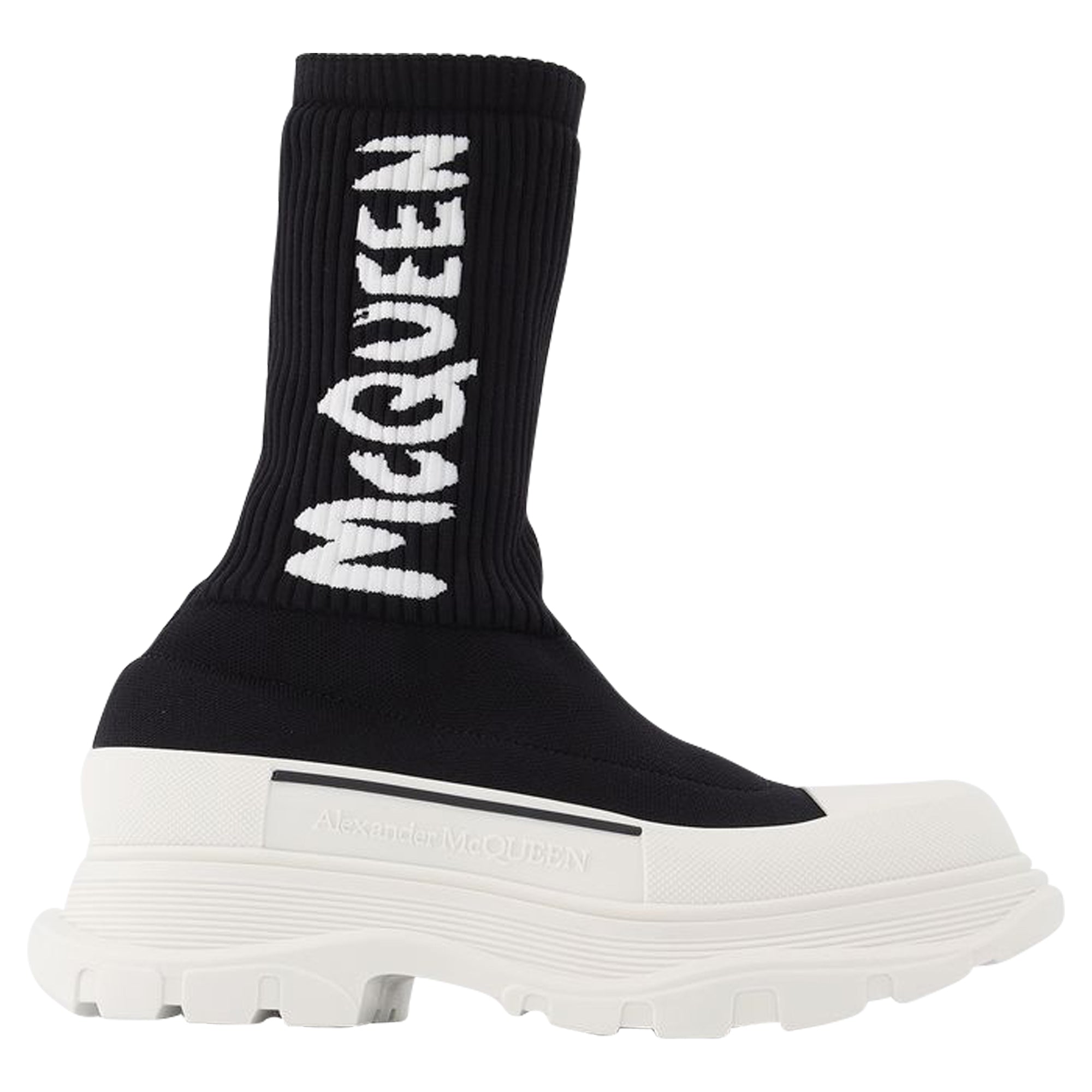 Women's Tread Slick Sneakers in Black and White Fabric