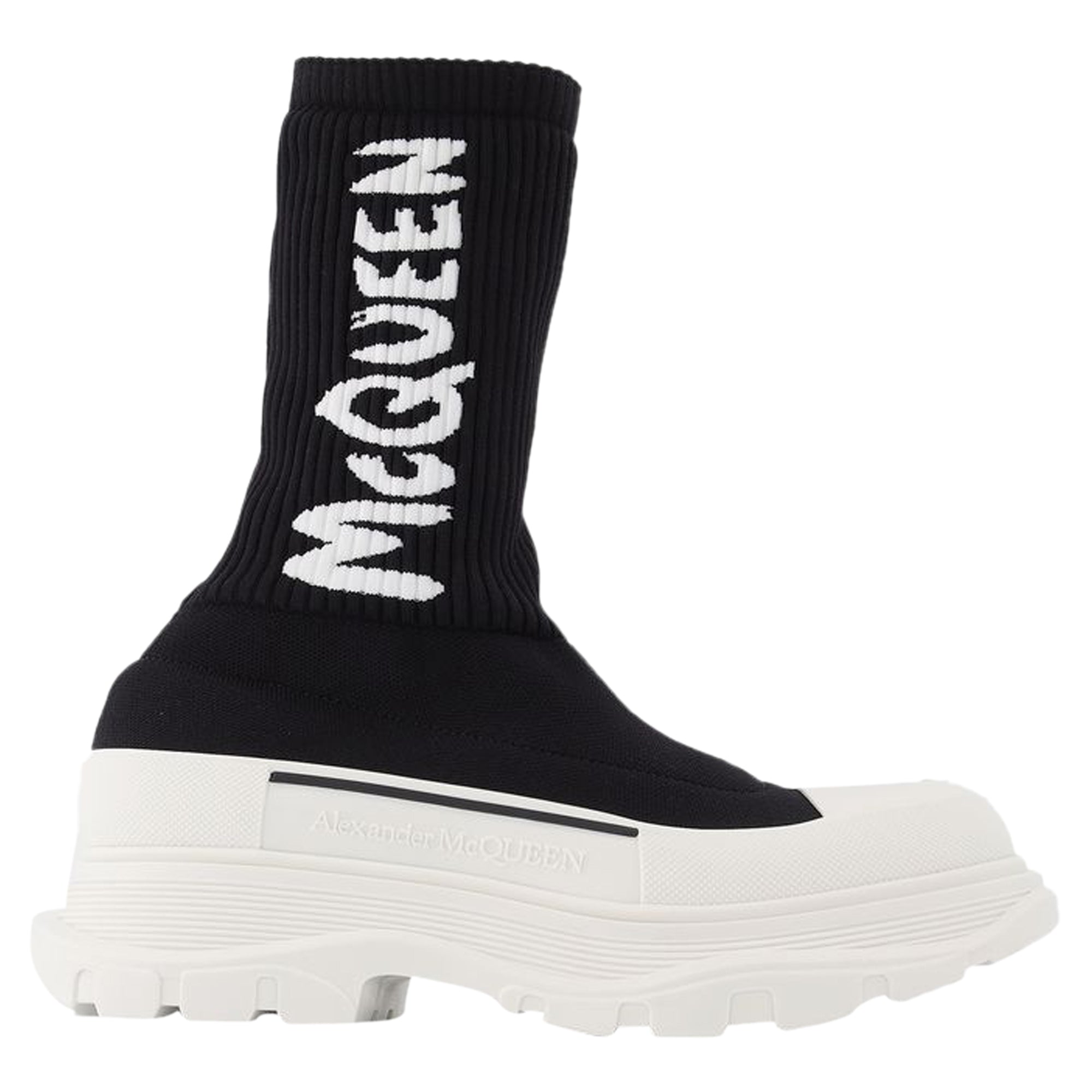 Women's Tread Slick Sneakers in Black and White Fabric