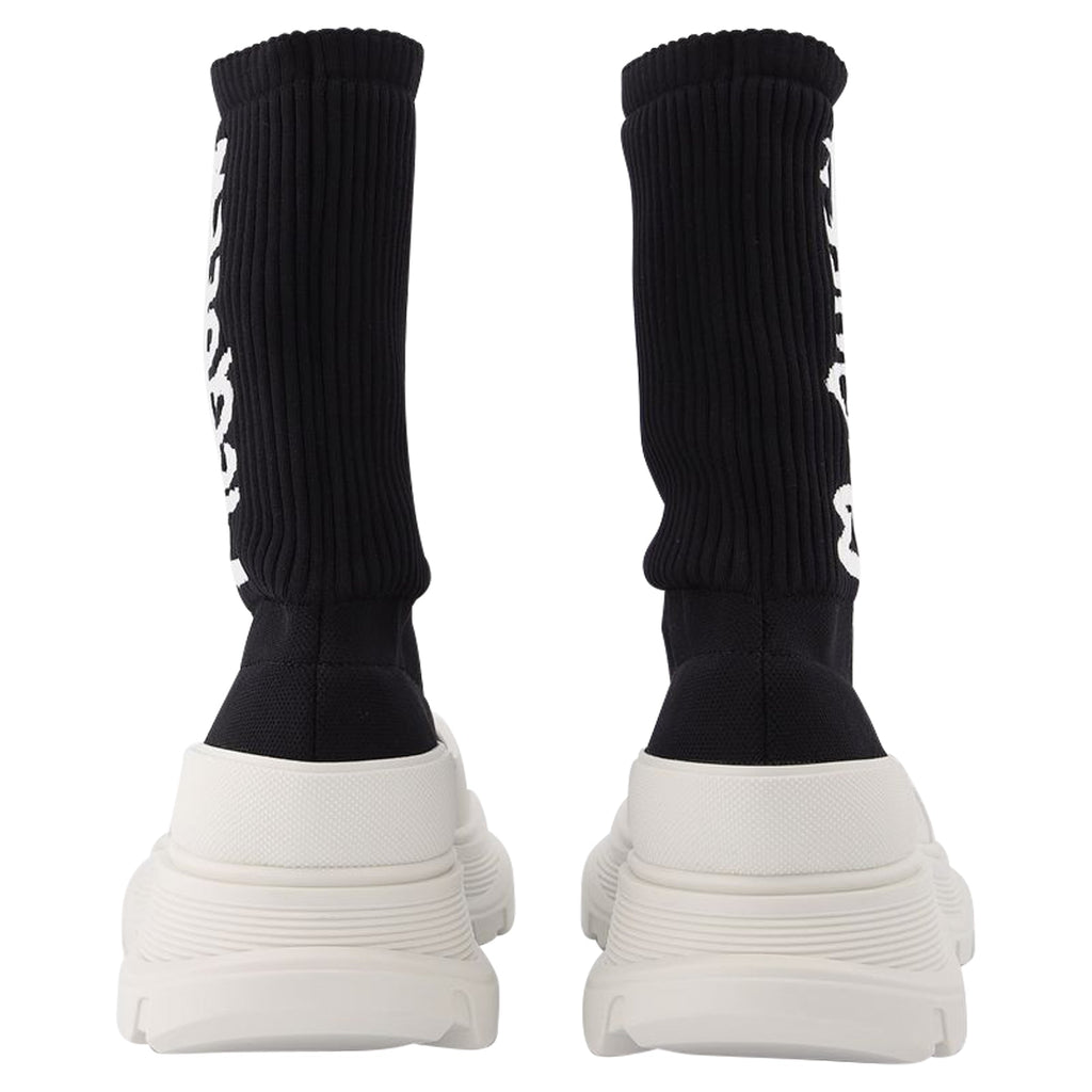 Women's Tread Slick Sneakers in Black and White Fabric