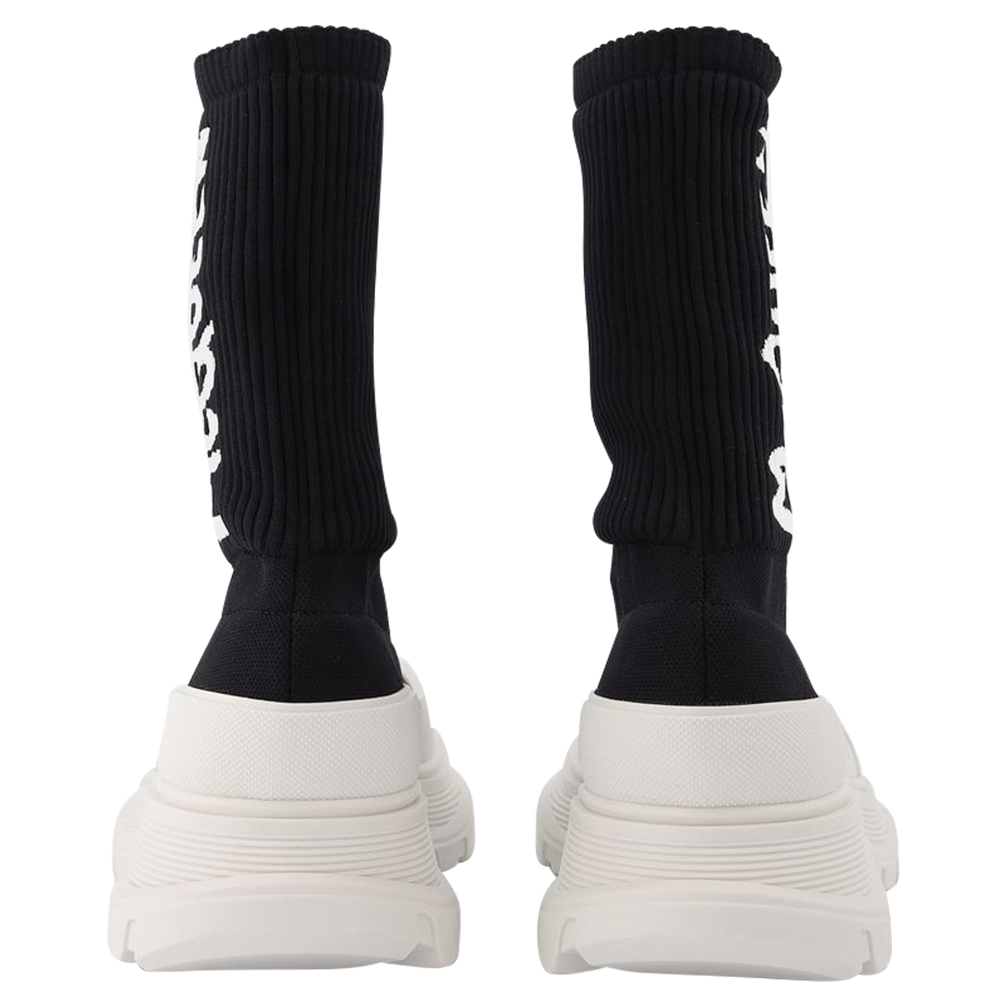 Women's Tread Slick Sneakers in Black and White Fabric