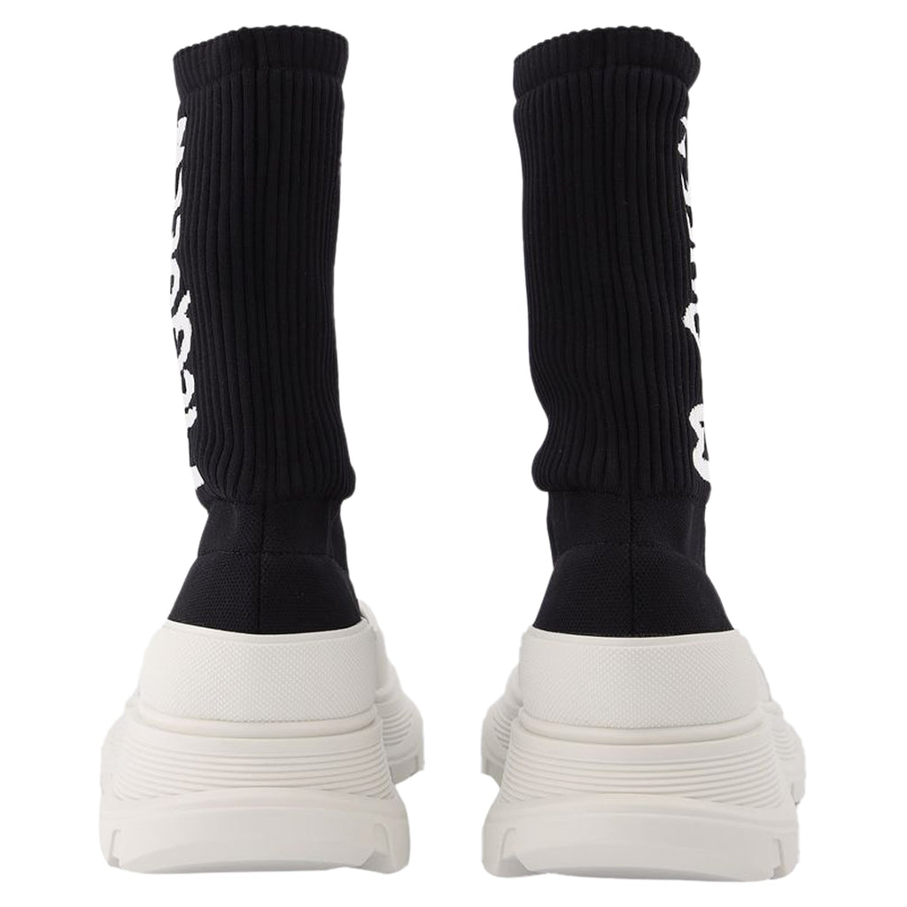 Women's Tread Slick Sneakers in Black and White Fabric