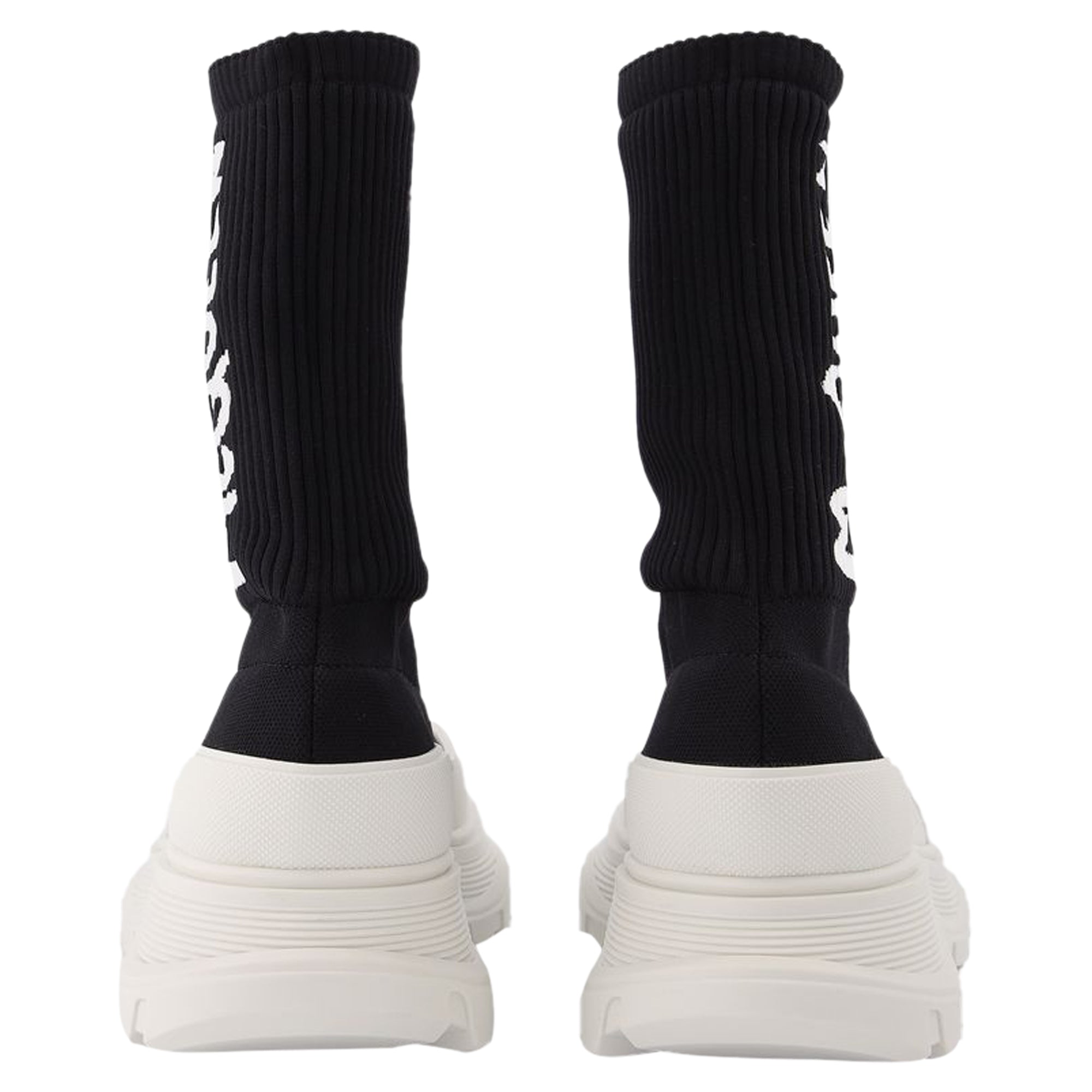 Women's Tread Slick Sneakers in Black and White Fabric