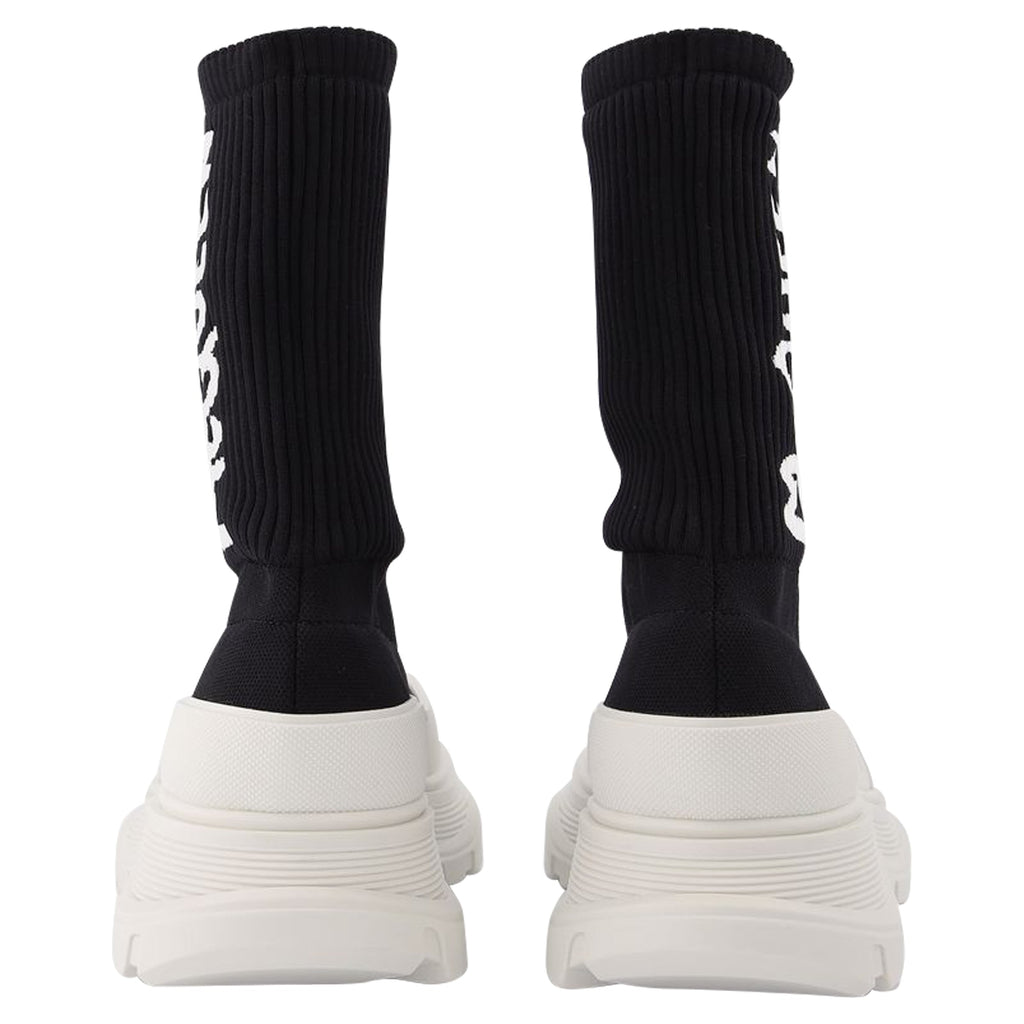 Women's Tread Slick Sneakers in Black and White Fabric