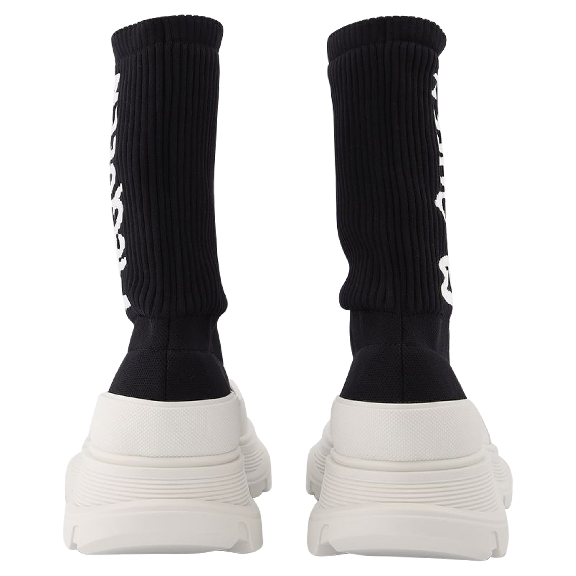Women's Tread Slick Sneakers in Black and White Fabric