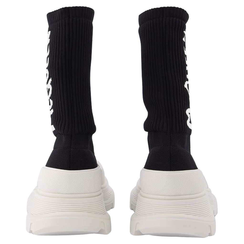Women's Tread Slick Sneakers in Black and White Fabric