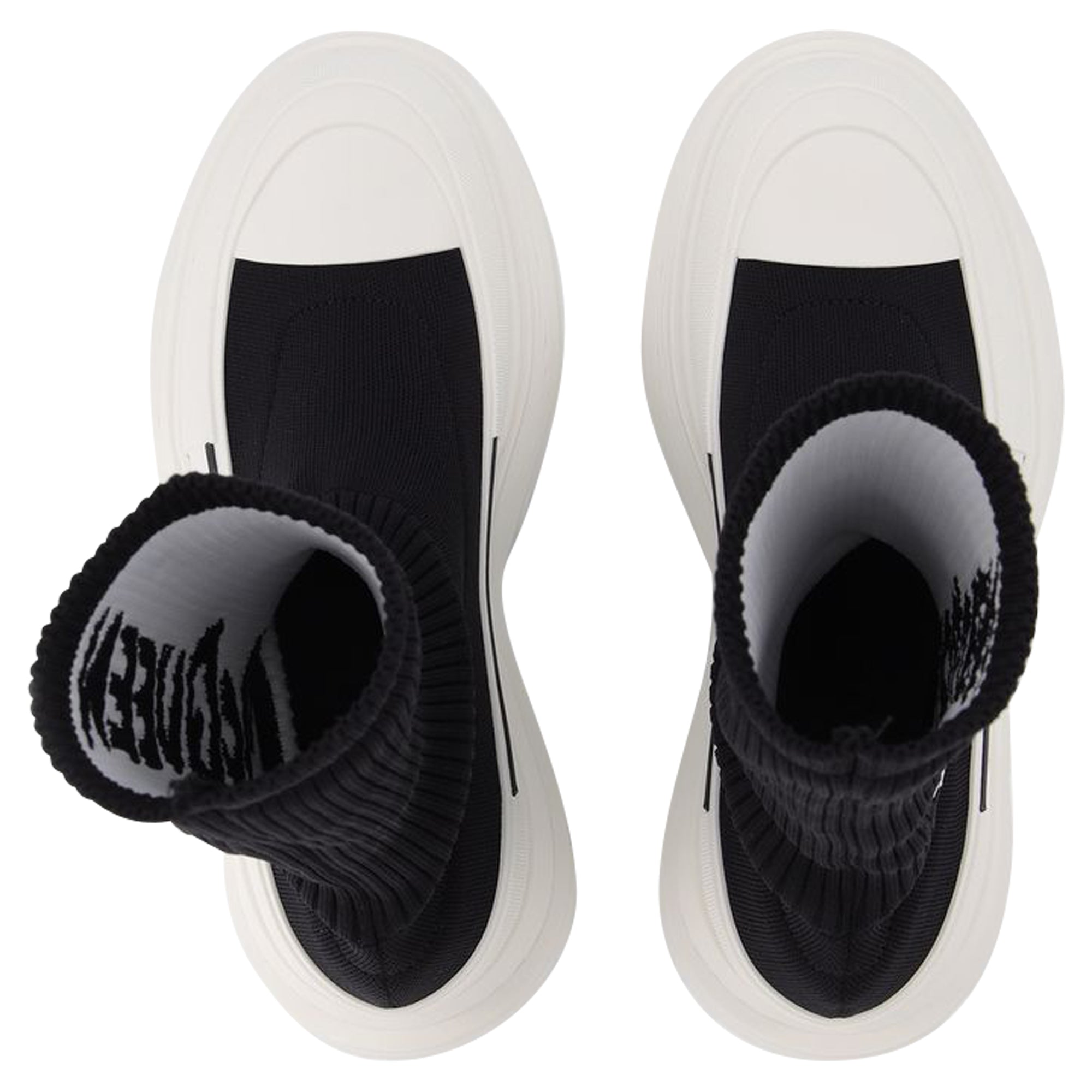 Women's Tread Slick Sneakers in Black and White Fabric