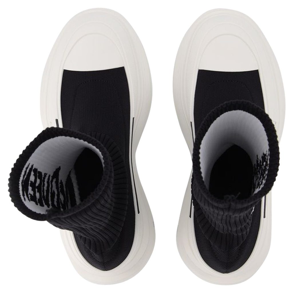 Women's Tread Slick Sneakers in Black and White Fabric