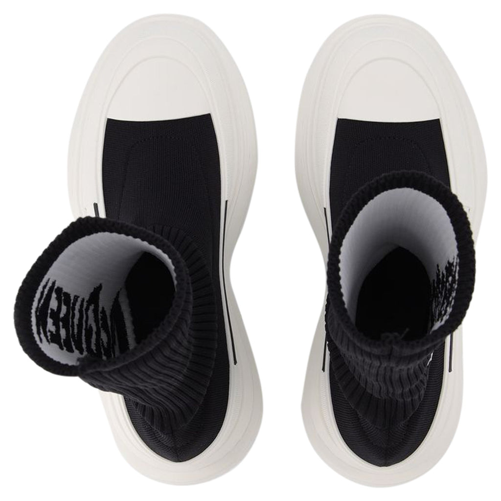 Women's Tread Slick Sneakers in Black and White Fabric