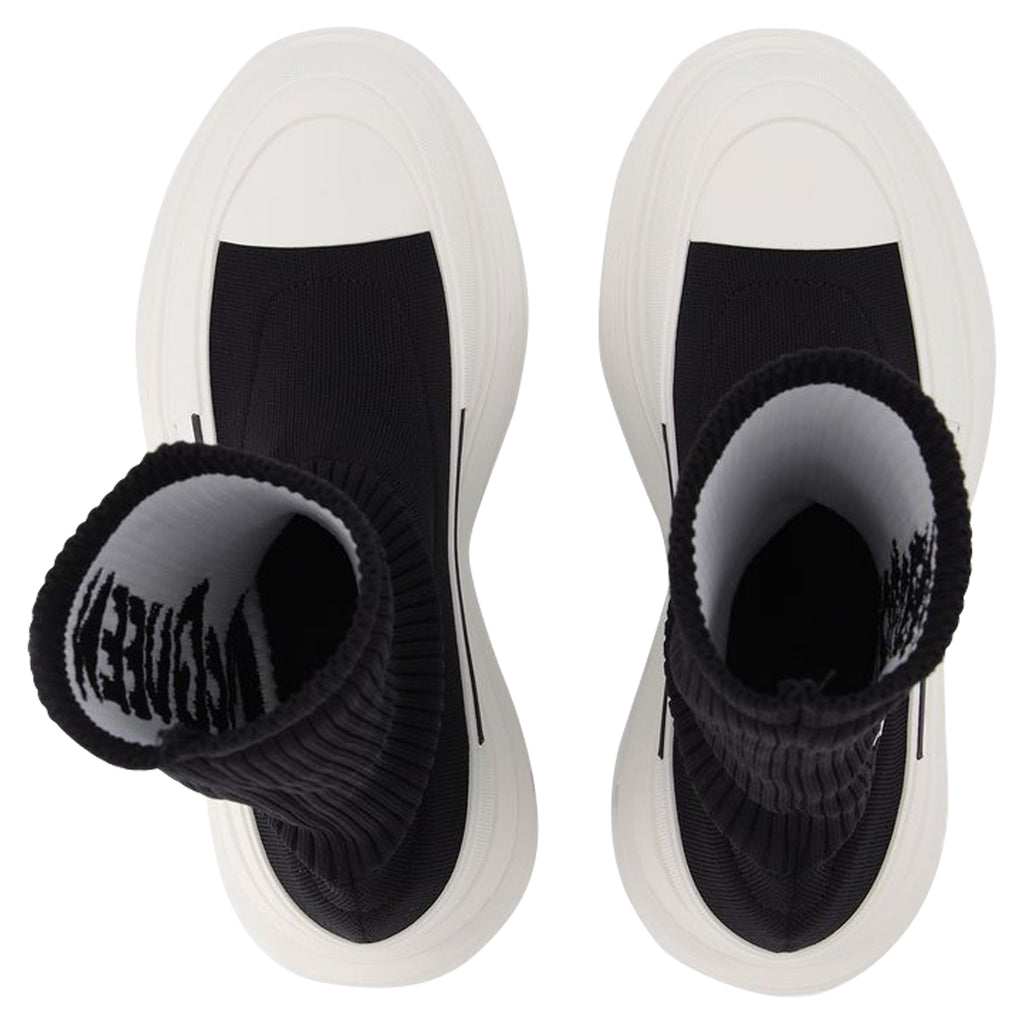 Women's Tread Slick Sneakers in Black and White Fabric