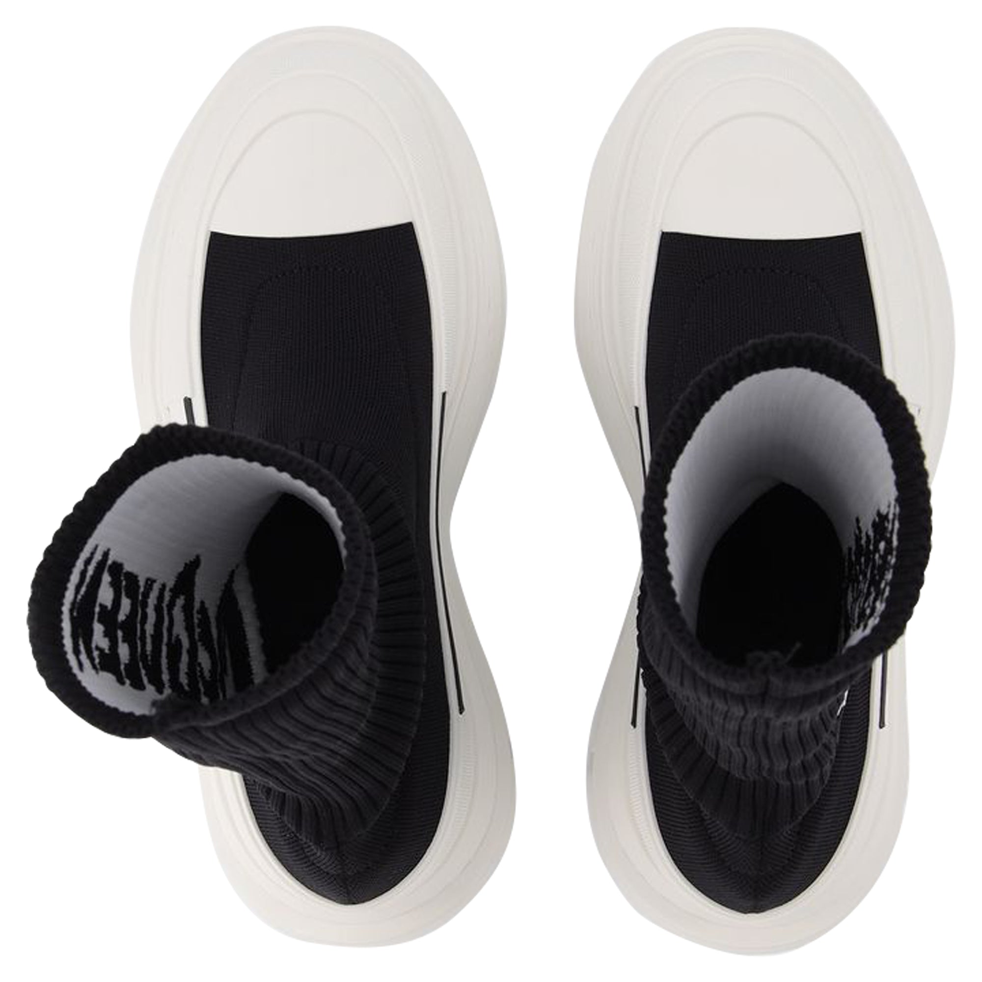 Women's Tread Slick Sneakers in Black and White Fabric