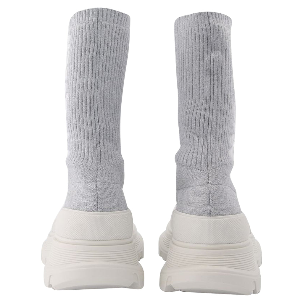 Women's Tread Slick Sneakers in Silver and White Fabric