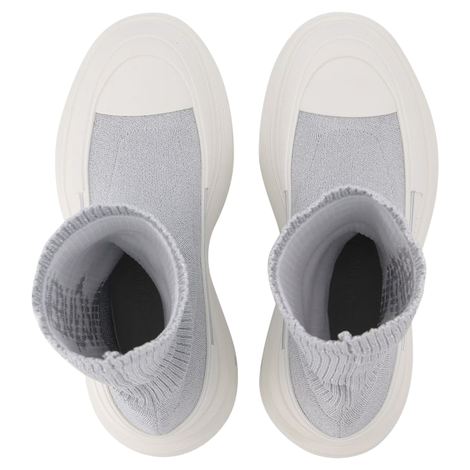 Women's Tread Slick Sneakers in Silver and White Fabric