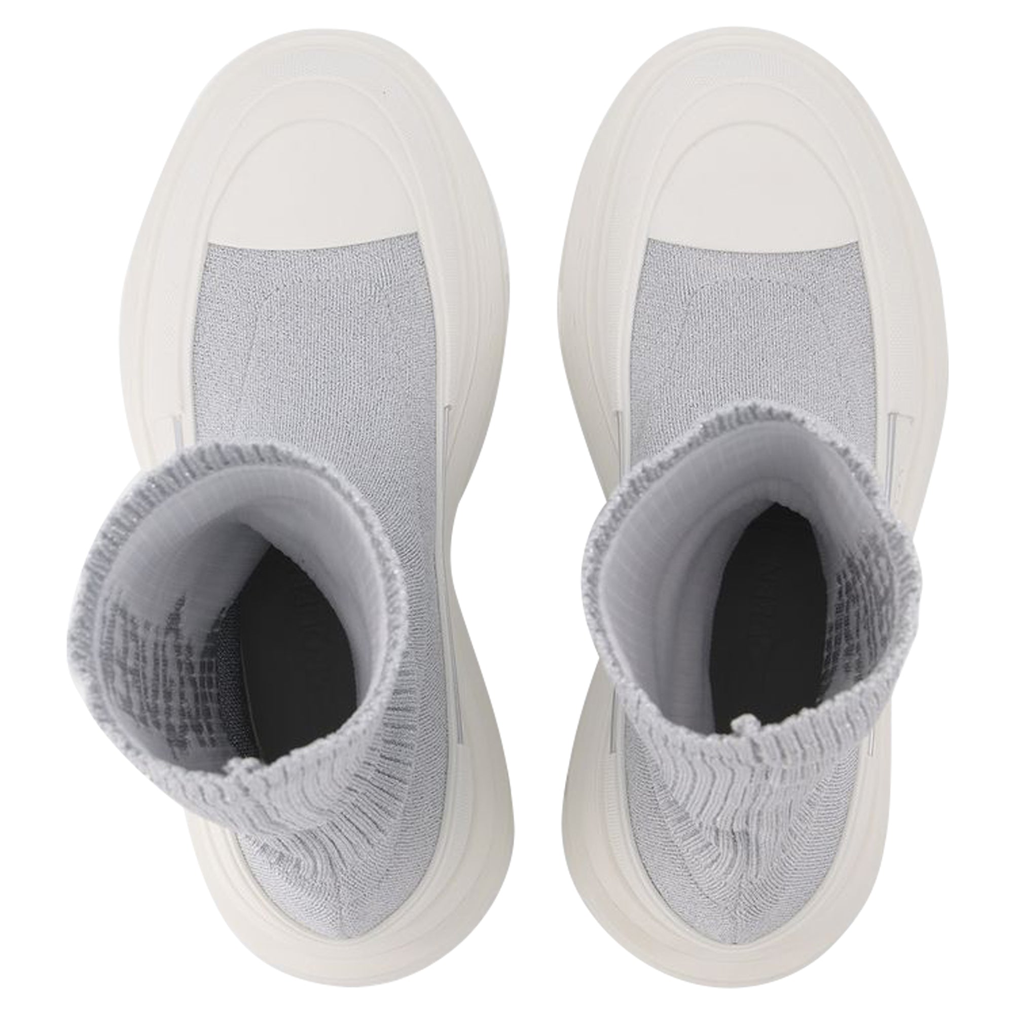 Women's Tread Slick Sneakers in Silver and White Fabric