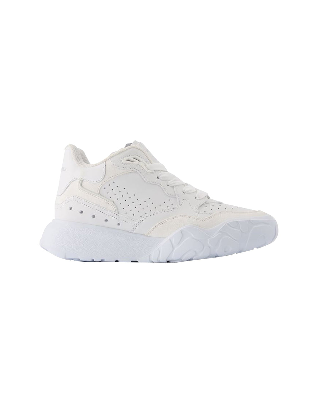 New Court Sneakers in White & Silver Leather