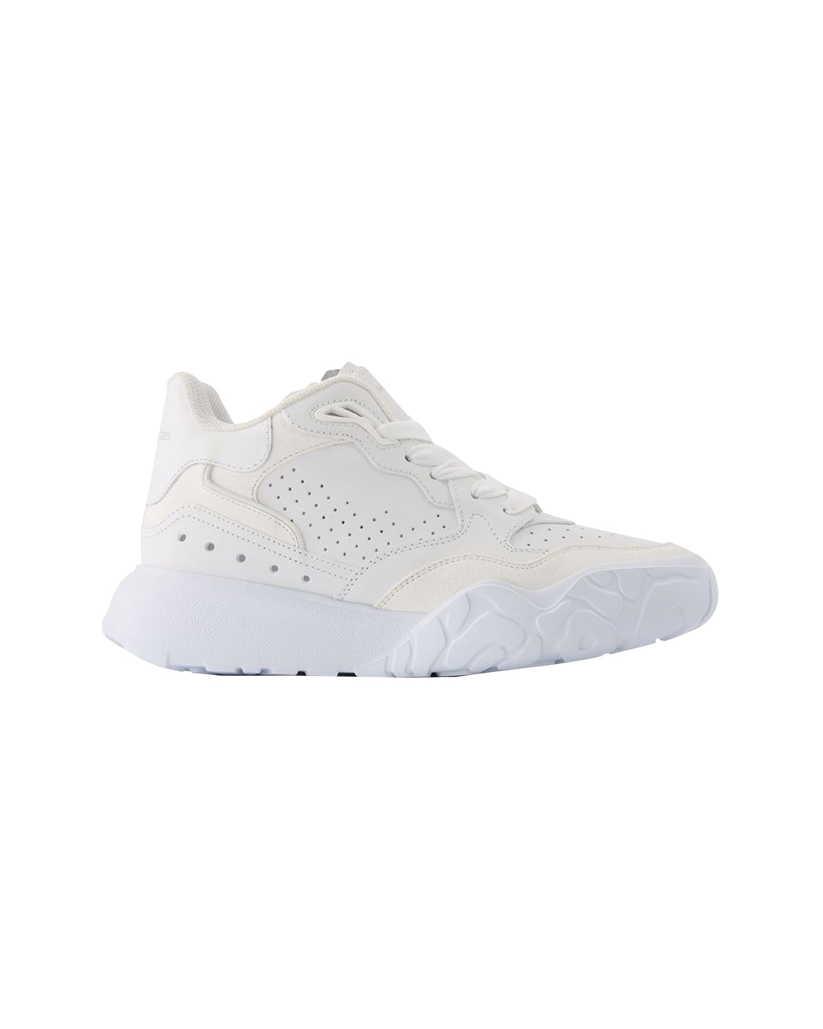 New Court Sneakers in White & Silver Leather