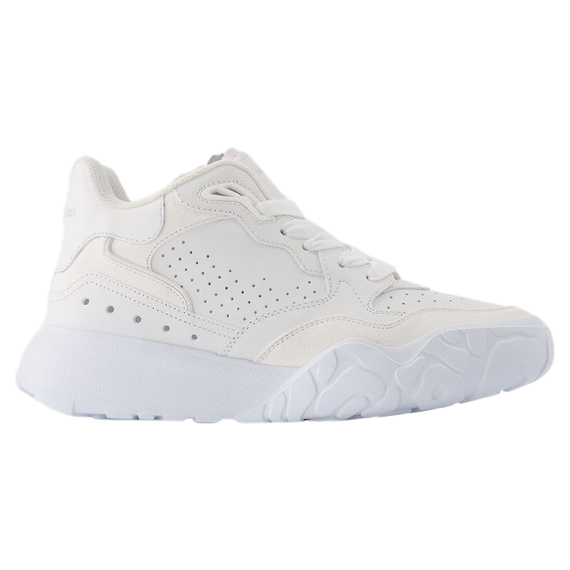 New Court Sneakers in White & Silver Leather