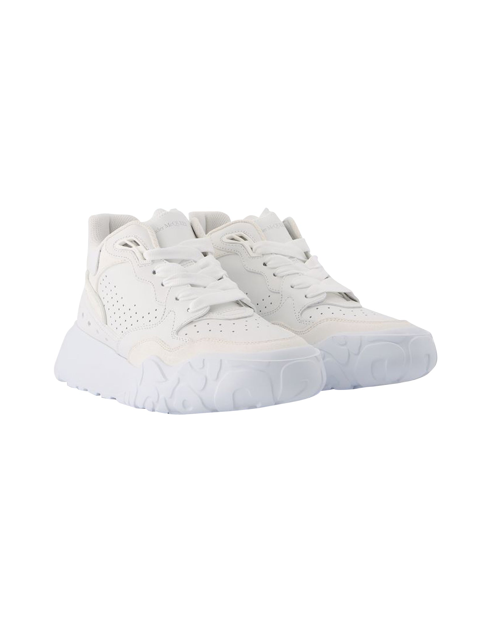 New Court Sneakers in White & Silver Leather
