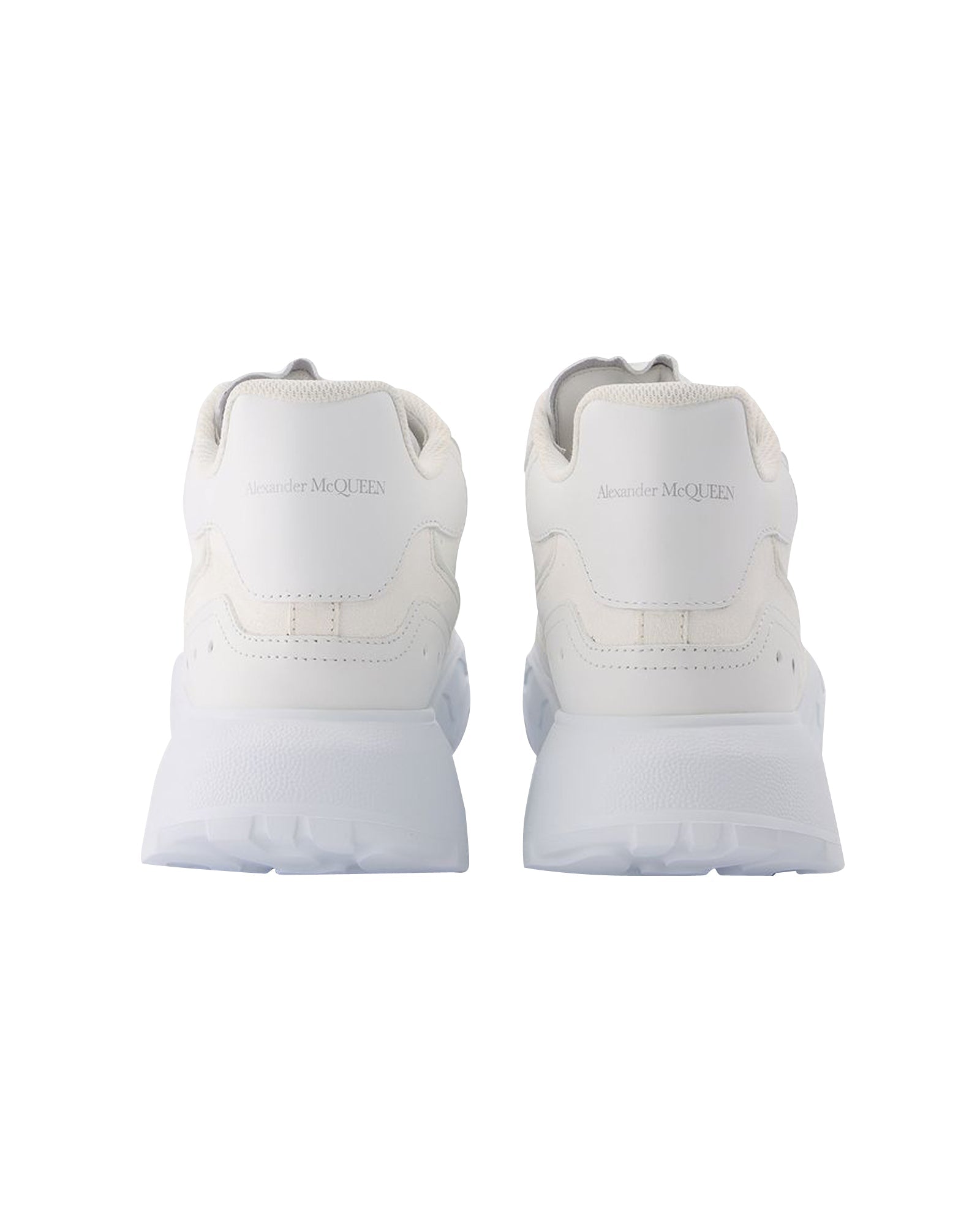 New Court Sneakers in White & Silver Leather