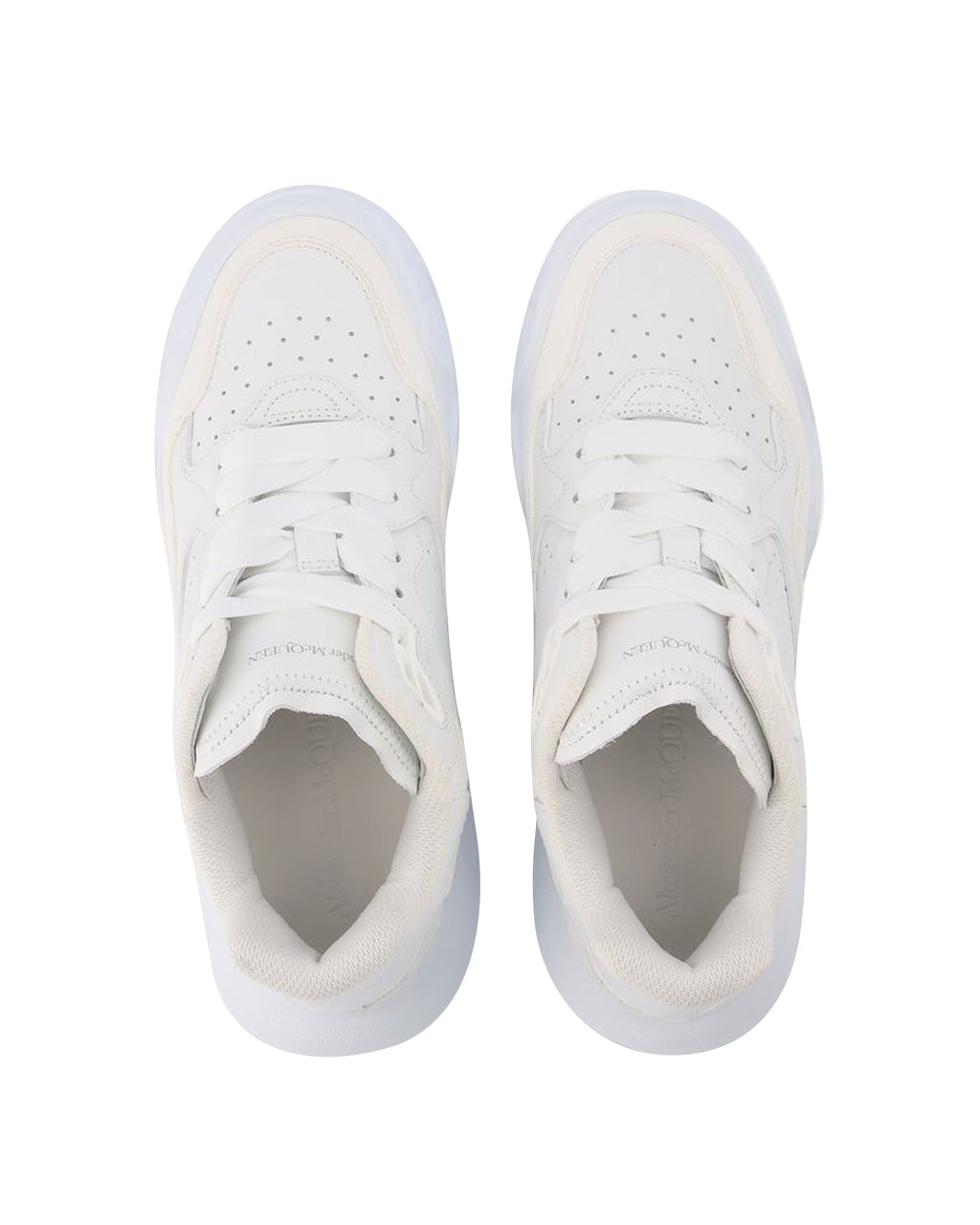 New Court Sneakers in White & Silver Leather